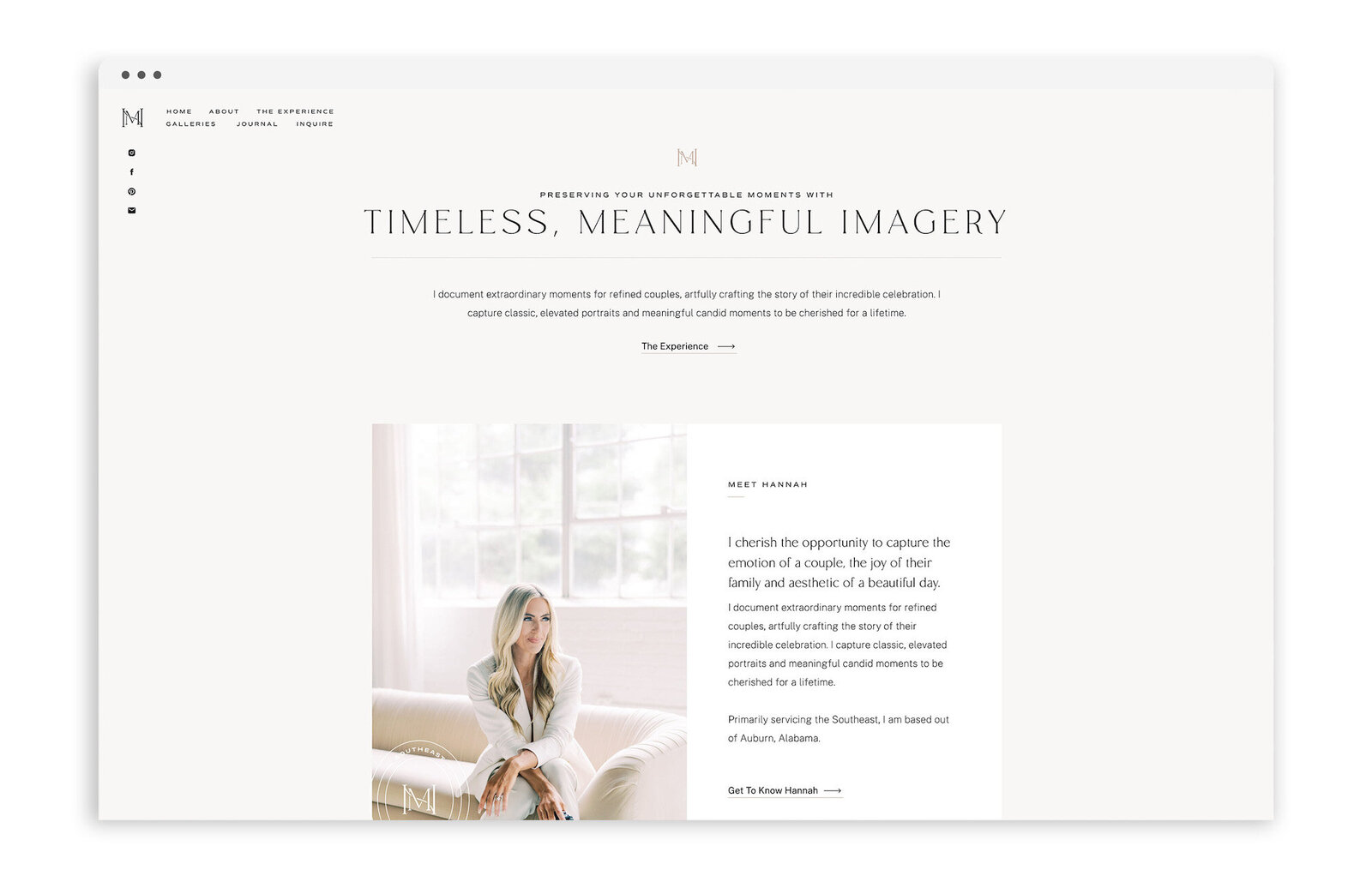 Web Designer for Photographers, Best Showit Website Designs Templates for Photographers, Wedding Professionals, Small Businesses - With Grace and Gold - Hannah Miller Photography