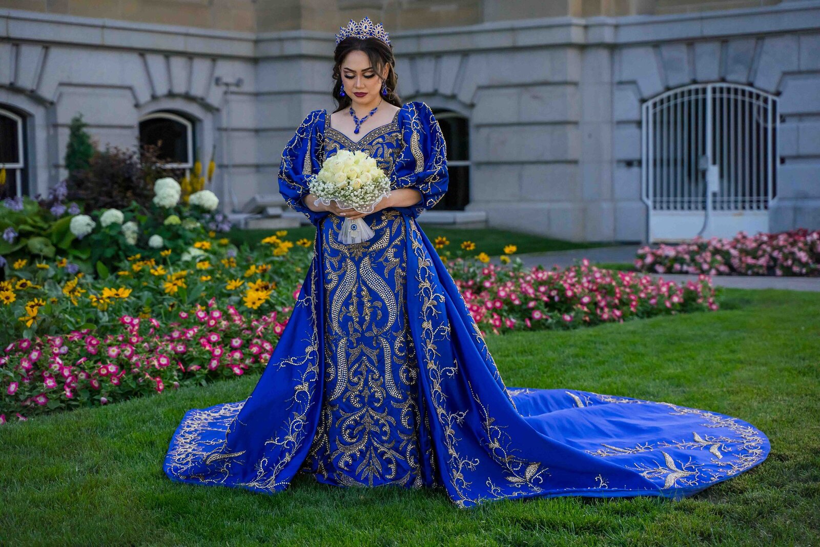 Afghani Bride posed with reception dress