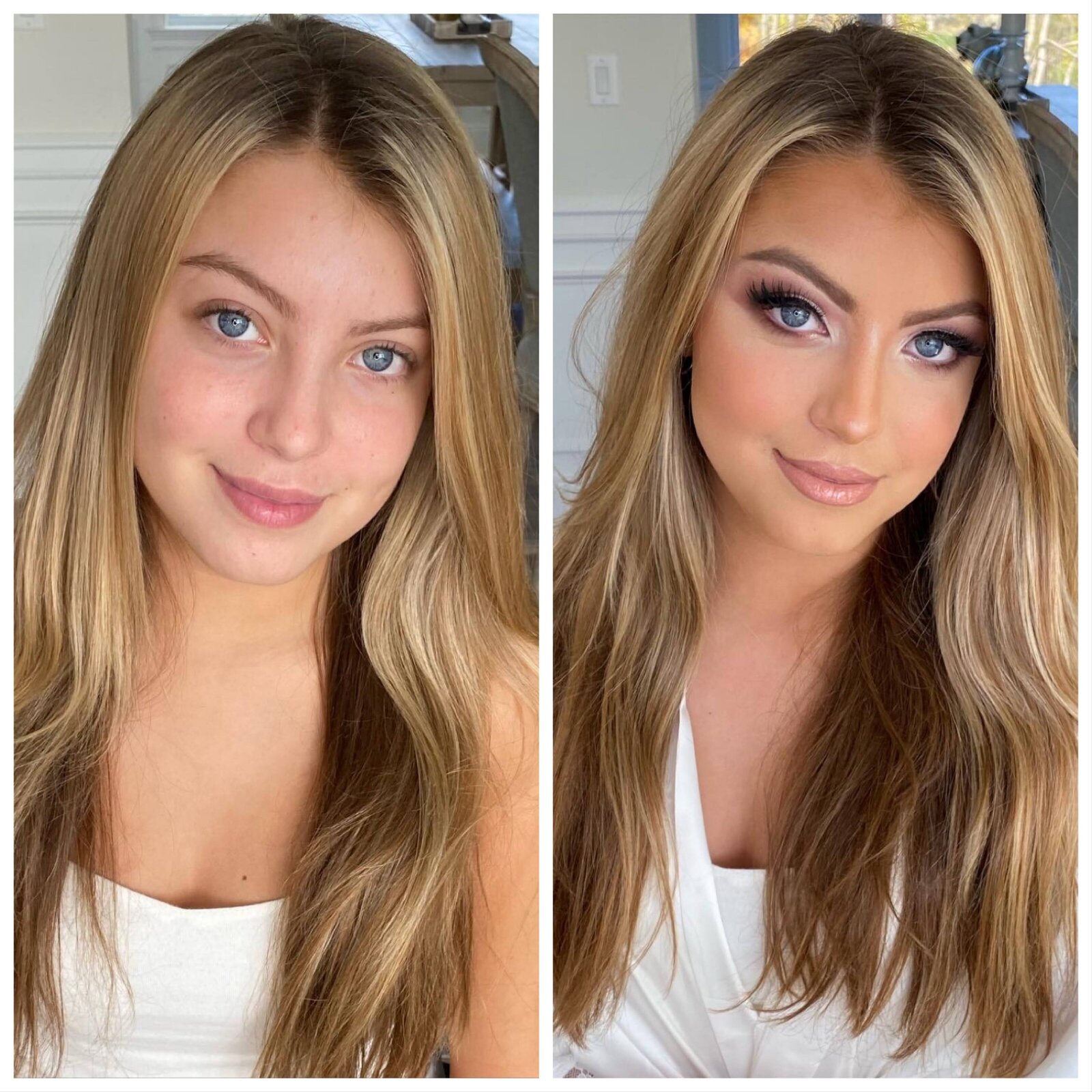 Wedding makeup before and after