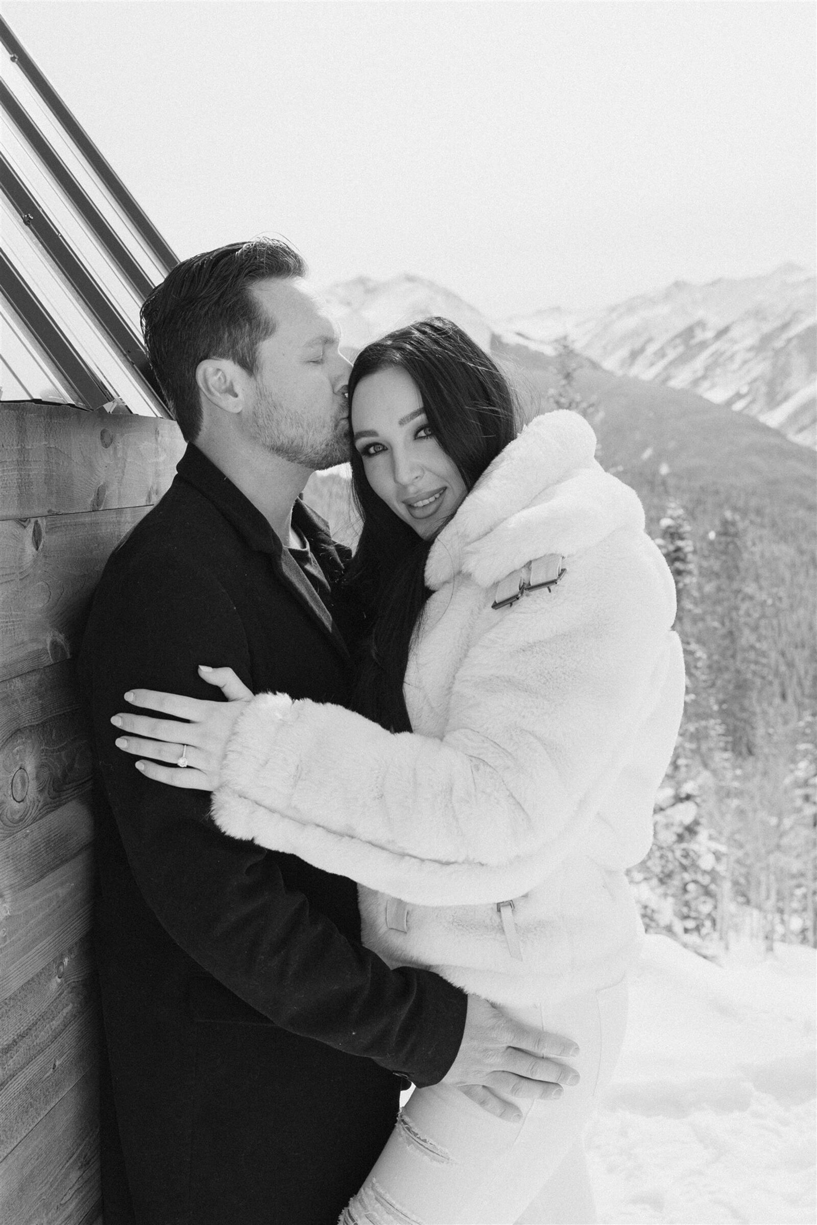 Aspen winter engagement photography on Ajax Mountain