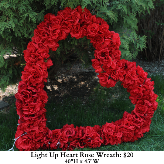 Light Up Heart Rose Wreath-656