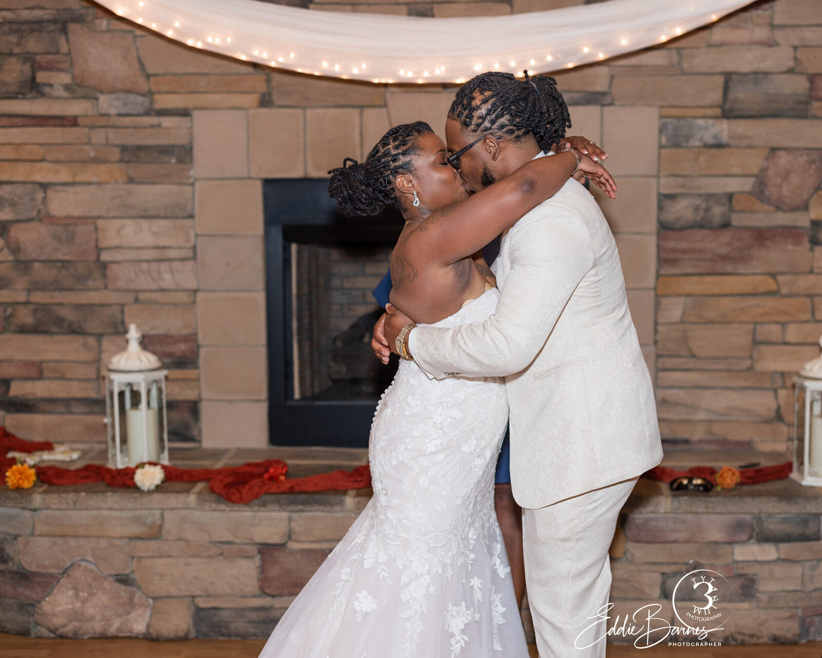 first kiss at wedding by couple