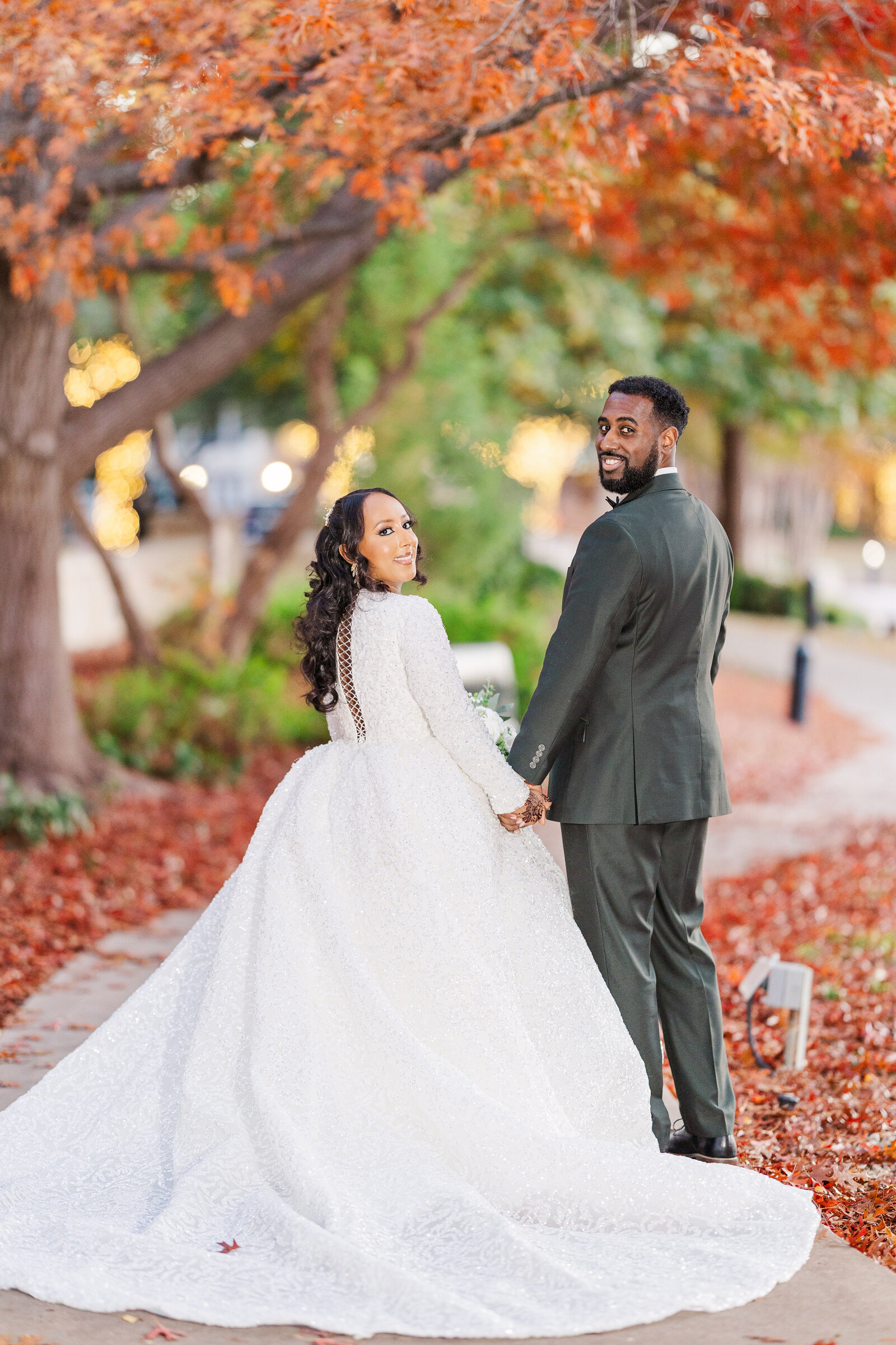 Bride-and-groom-looking-back-portrait