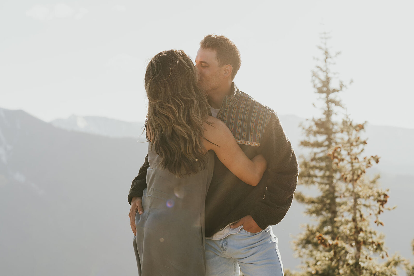 Ajax Mountain sunset proposal photos mountain in Aspen, Colorado