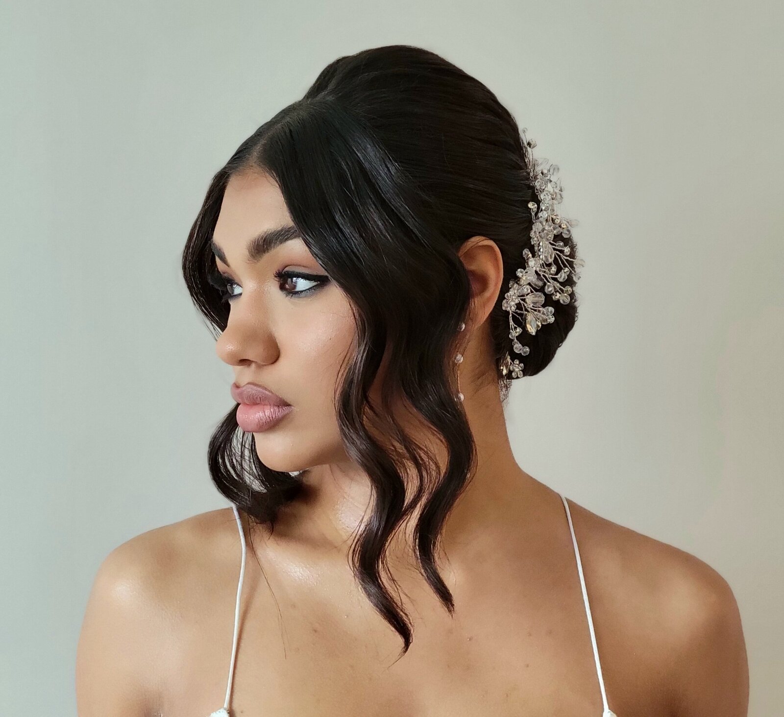 black model with french roll front