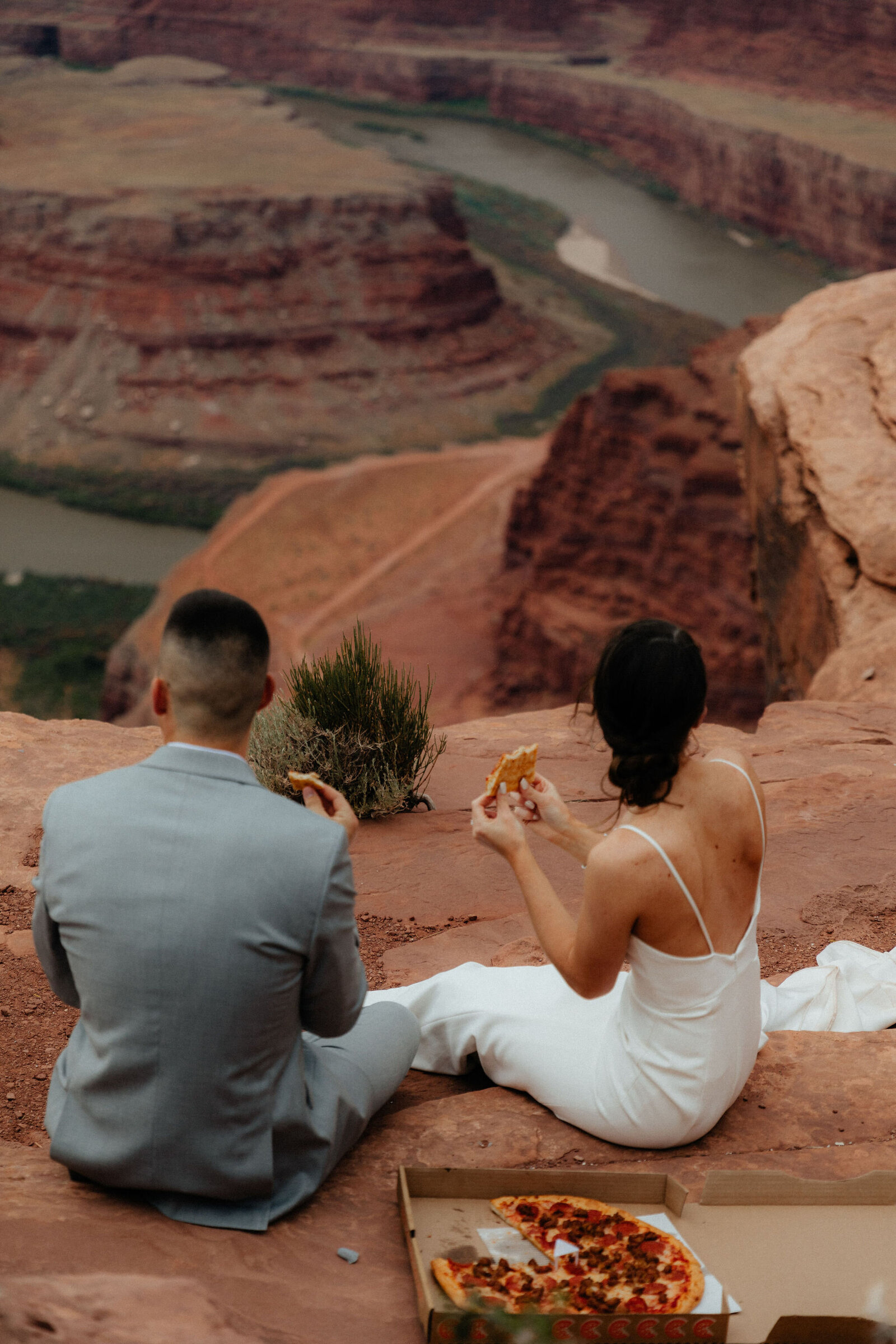 Adventurous couple celebrating their Utah elopement under the stars
