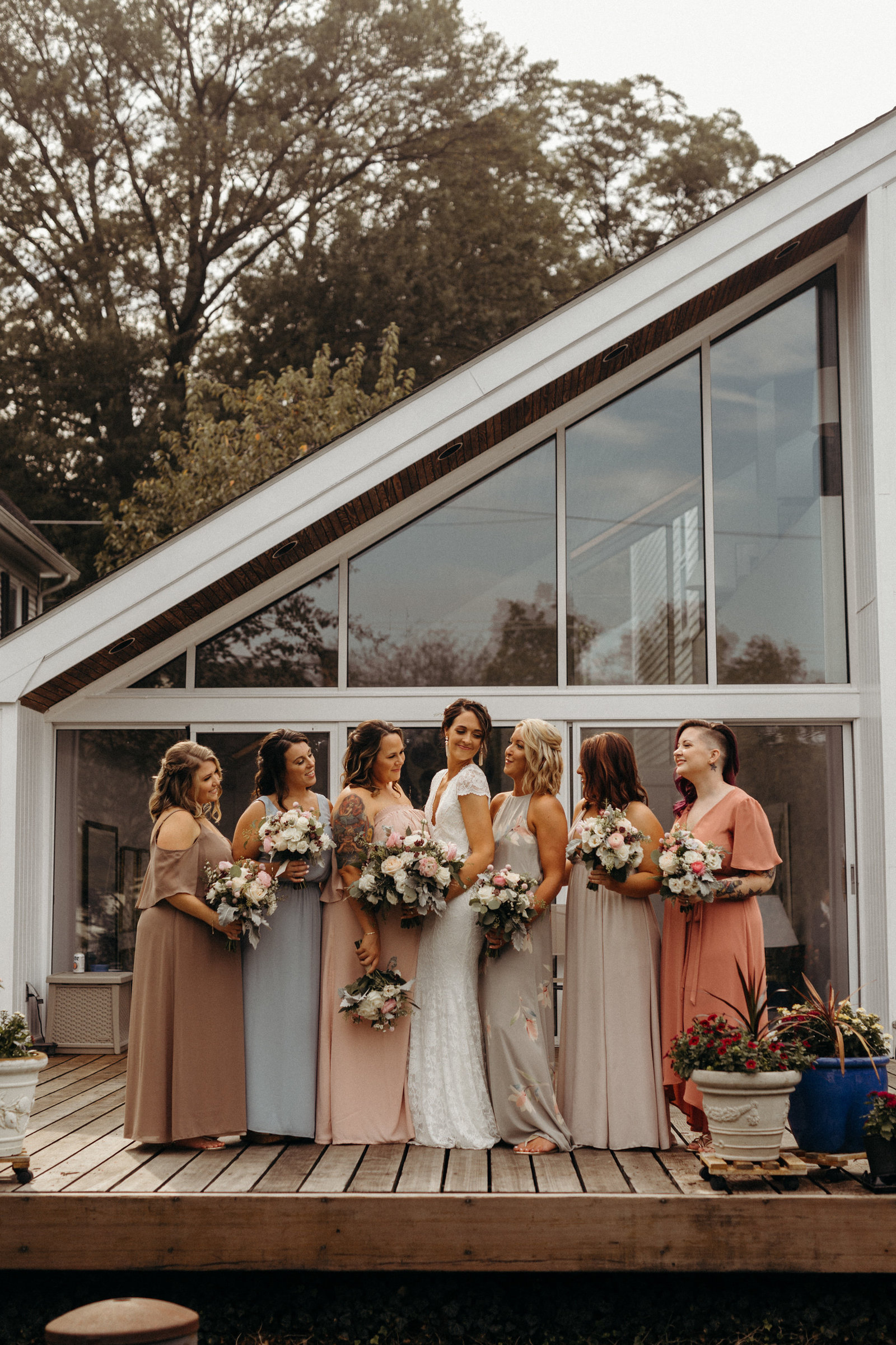 Boho mismatched bridesmaid photos Eastern Shore Maryland