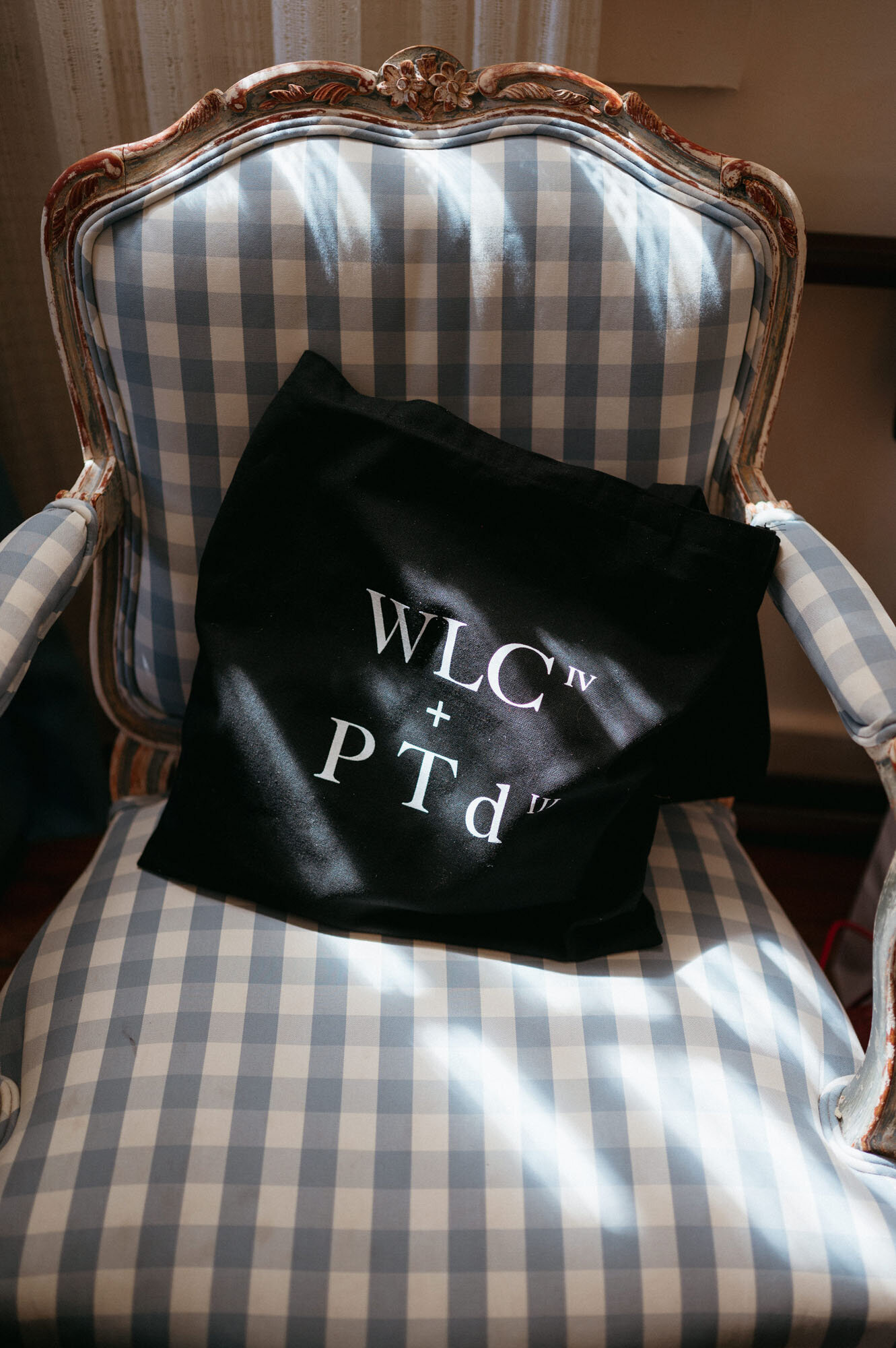 Will and Paul monogrammed bag for their wedding