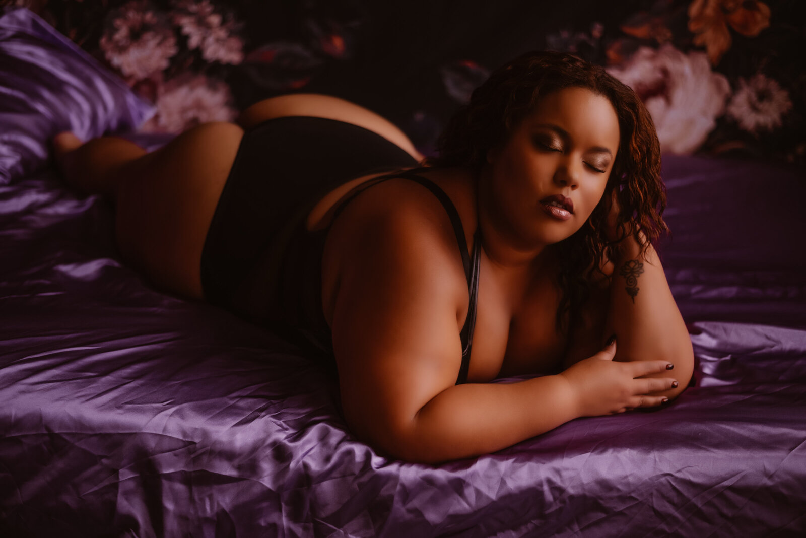 Indianapolis woman laying on a bed