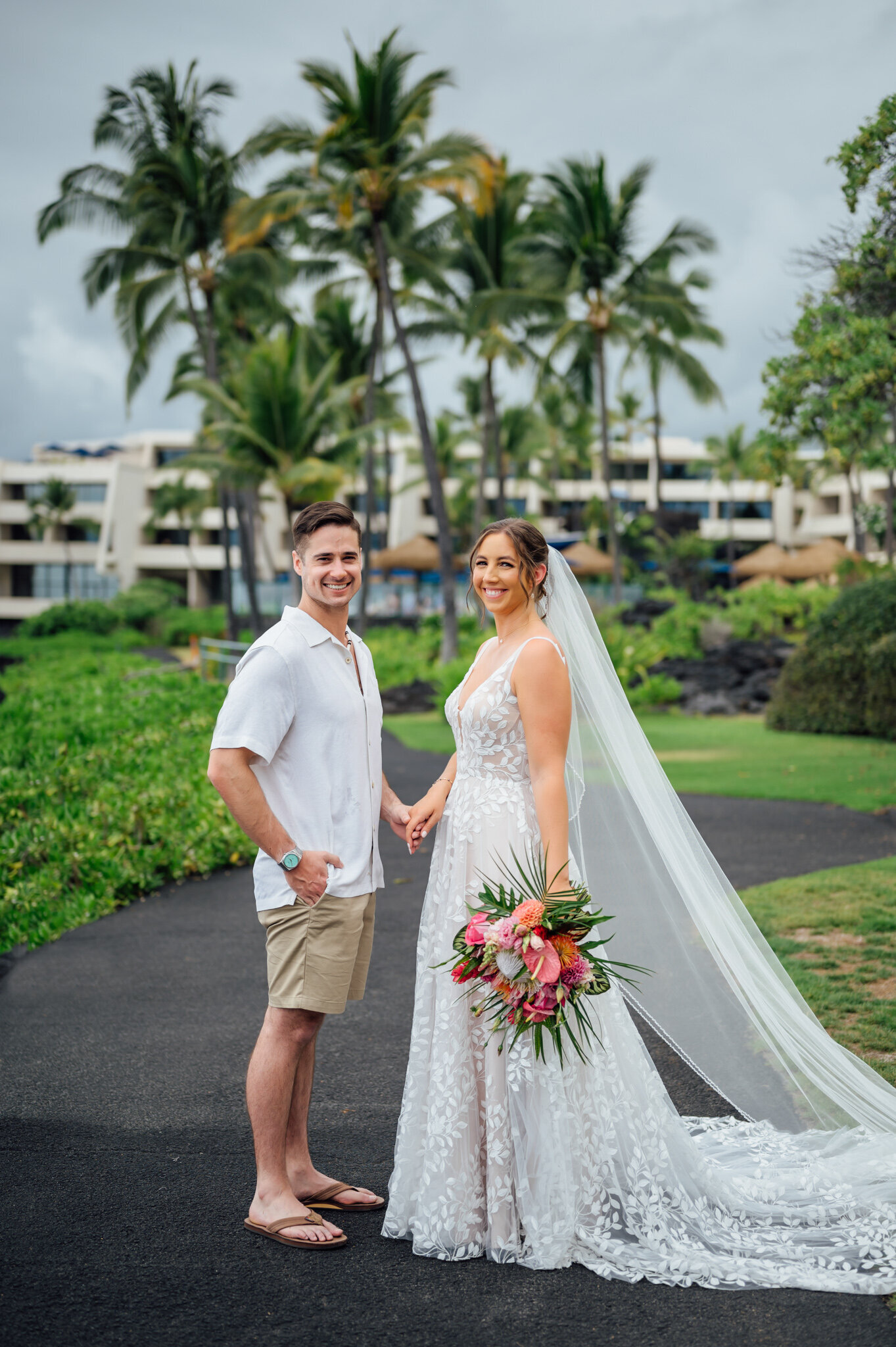 couple on their wedding day on the Big Island of Hawaii