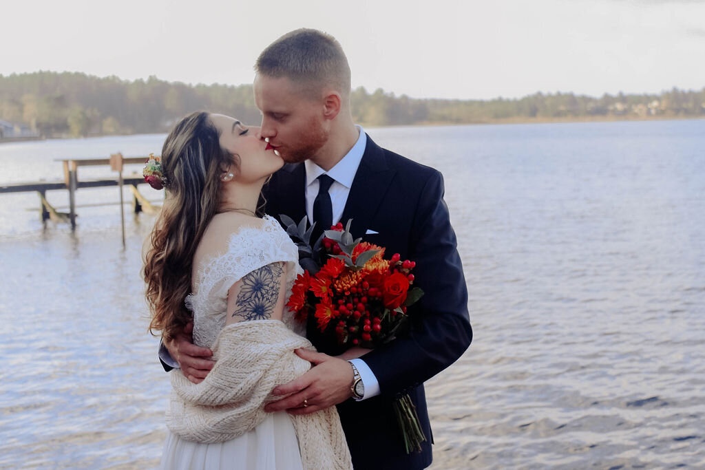 Wedding on the lake in Lincoln City Oregon