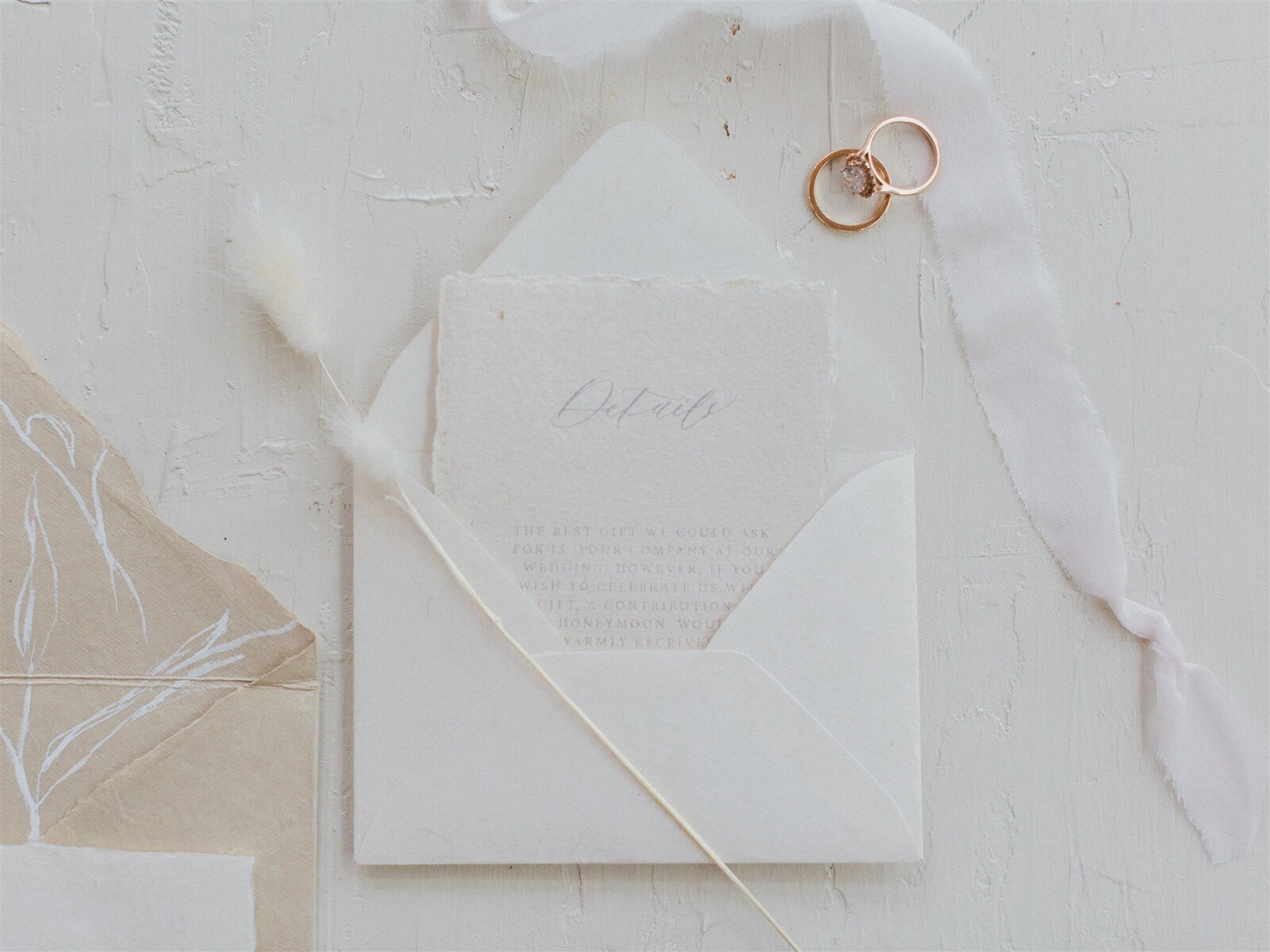 White wedding stationery