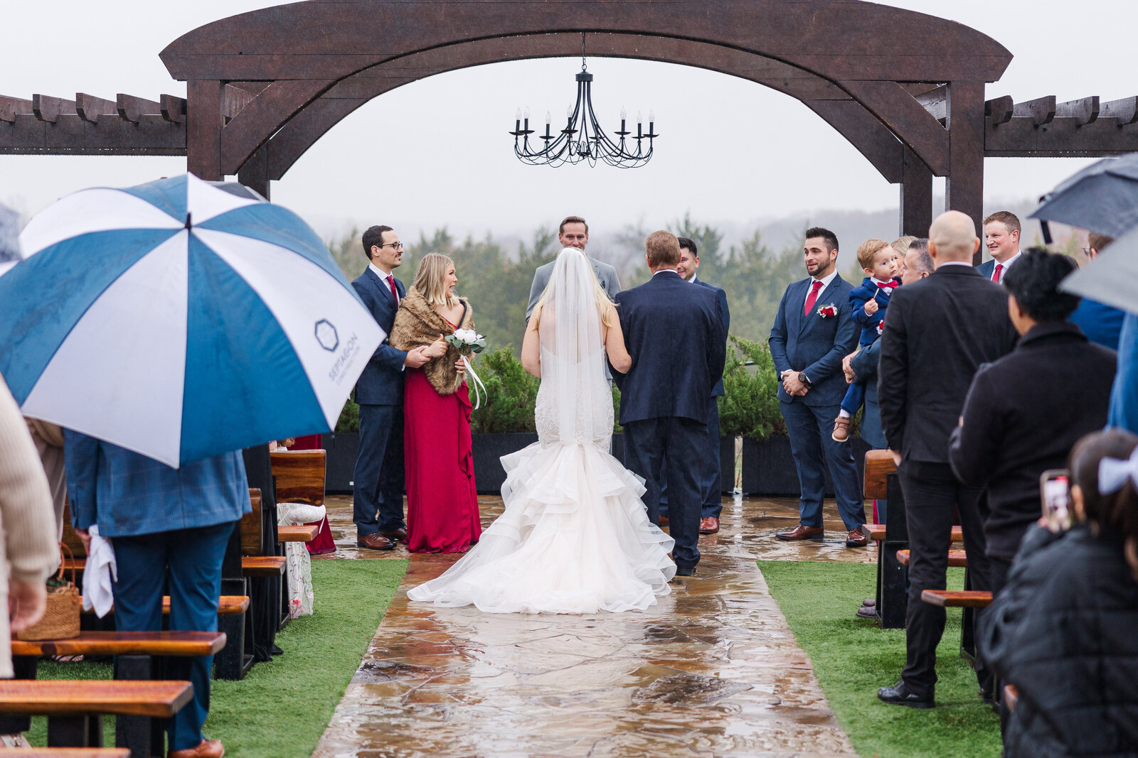 Bride walking down the aisle with father