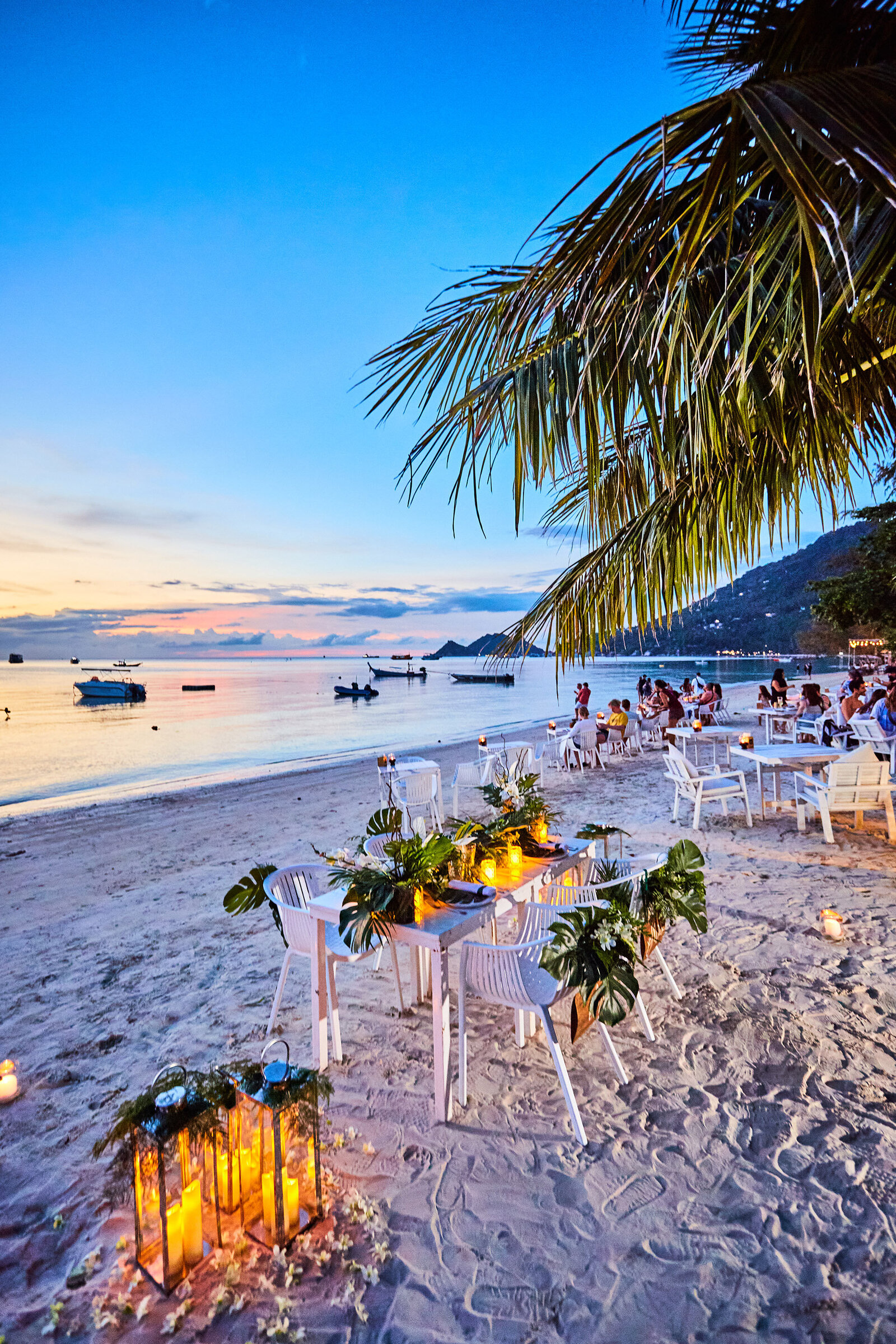Romantic wedding beach dinner