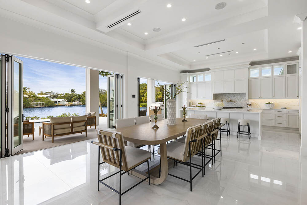 Modern Luxury Kitchen and Outdoor Space Renovation New Build Waterfront Home
