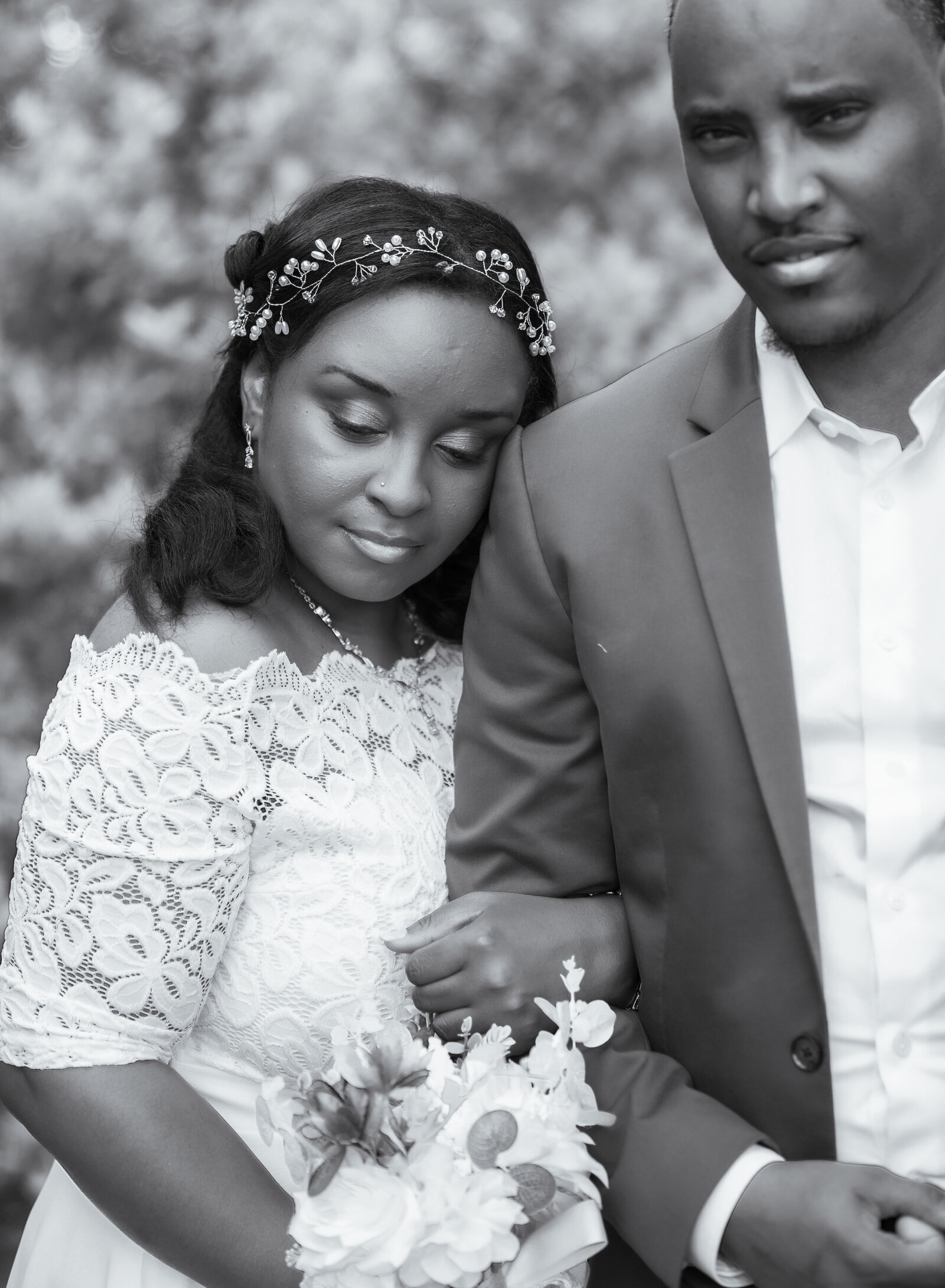 bride taking groom's arm