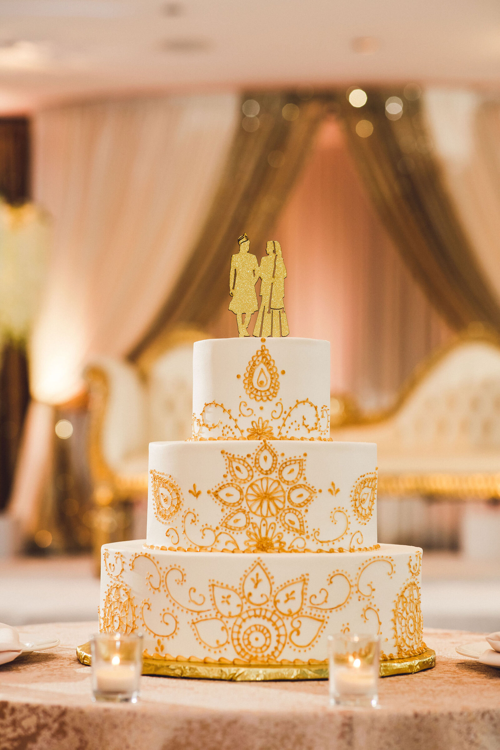 Wedding cake with gold accents