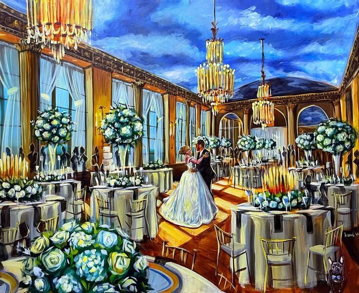 Hannah Paints Events - Mendiolas - live wedding reception first dance painting Marriott Syracuse Downtown
