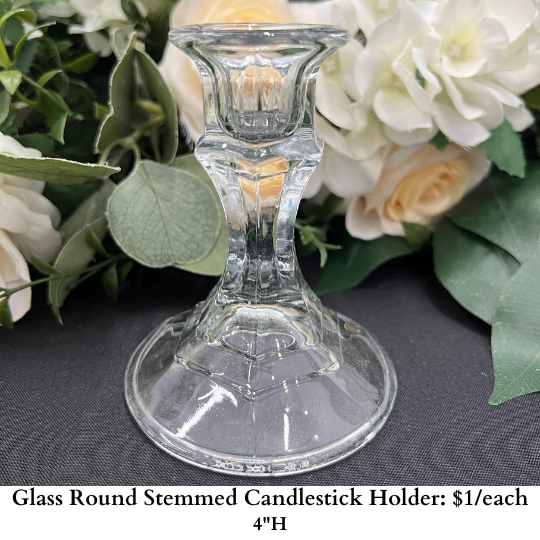 Glass Round Stemmed Candlestick Holder-966