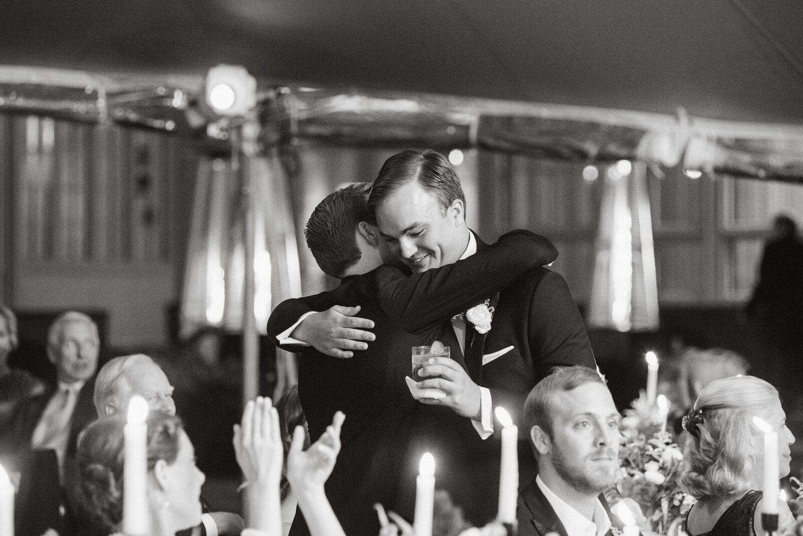 Speeches at the Radnor Hunt Landing wedding reception.