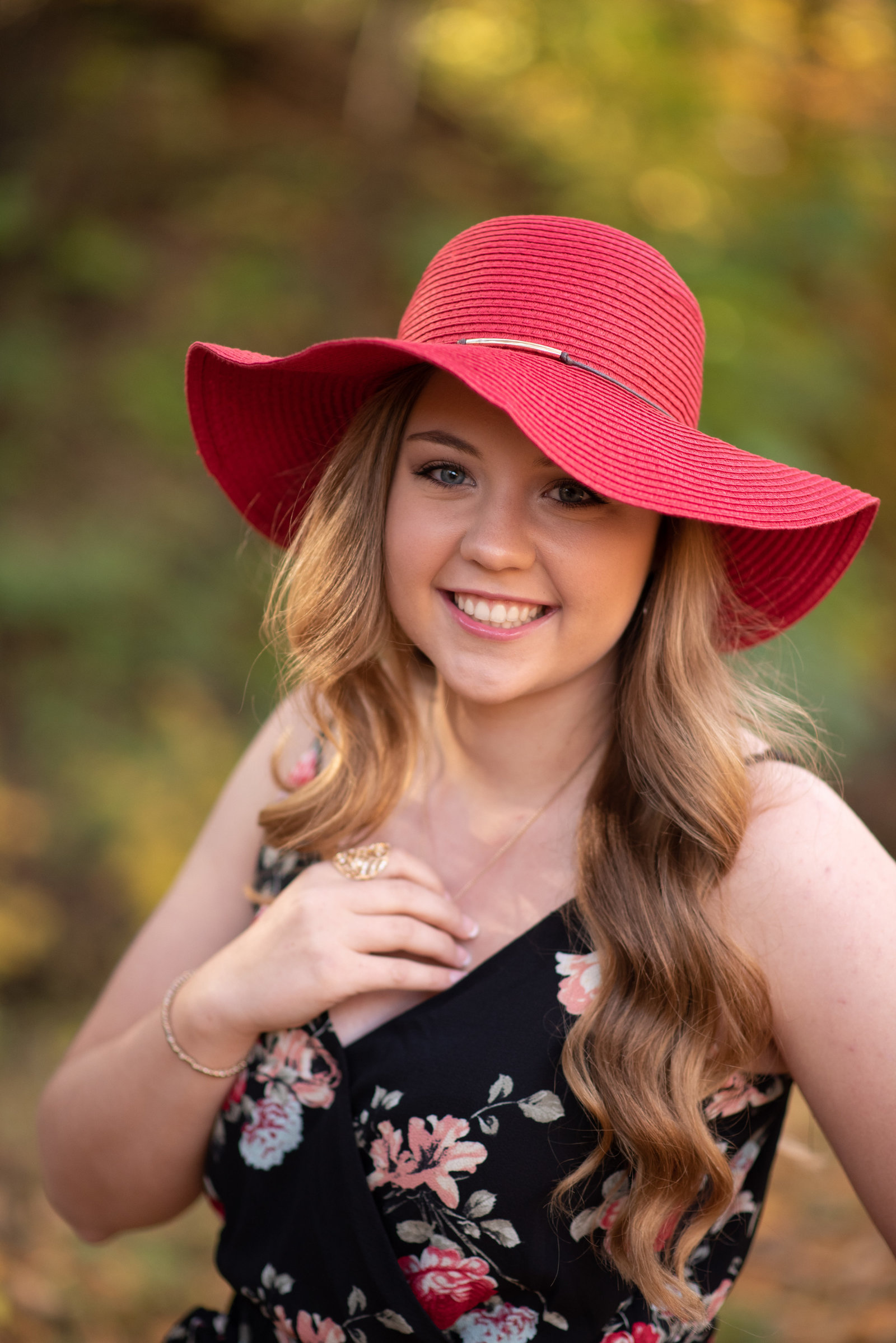 Senior Girl in red hat