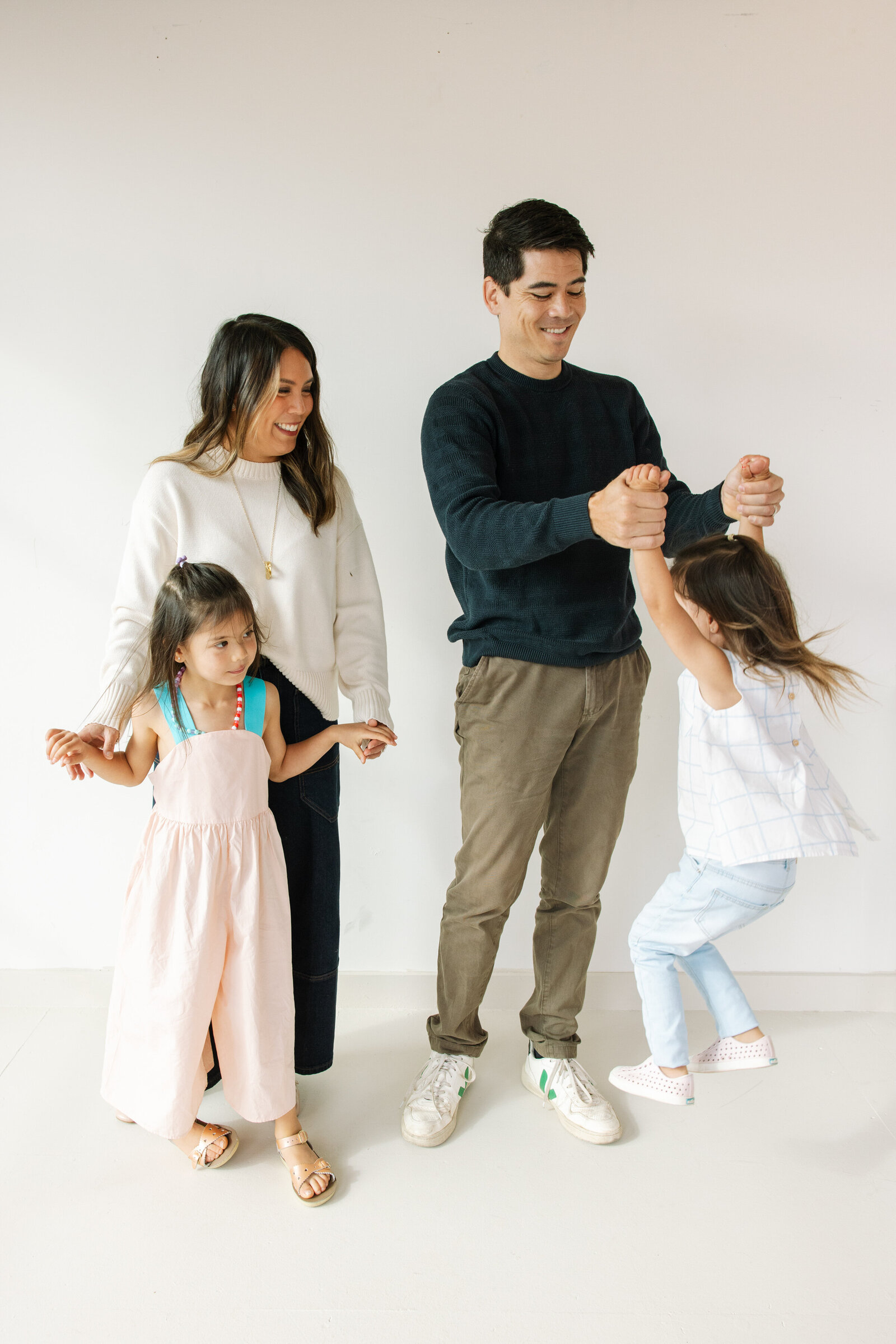 minimalist family photos in studio
