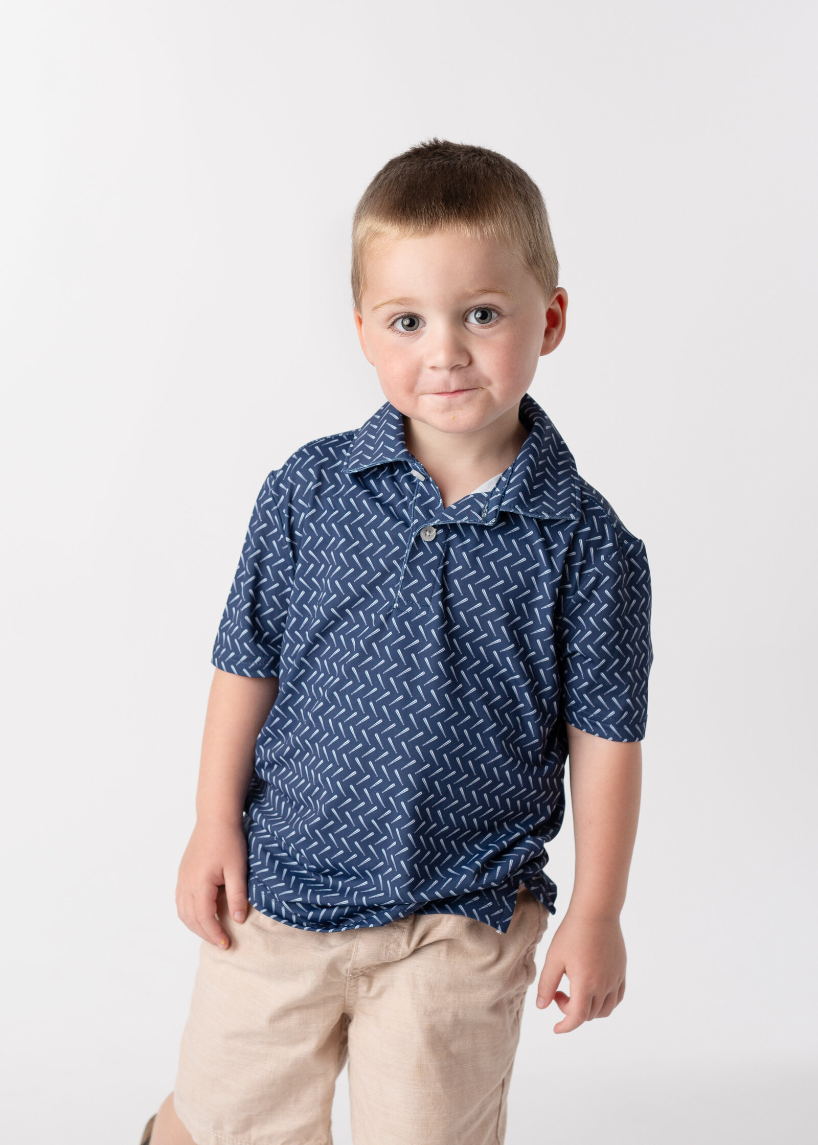 First day of school picture of handsome young boy.