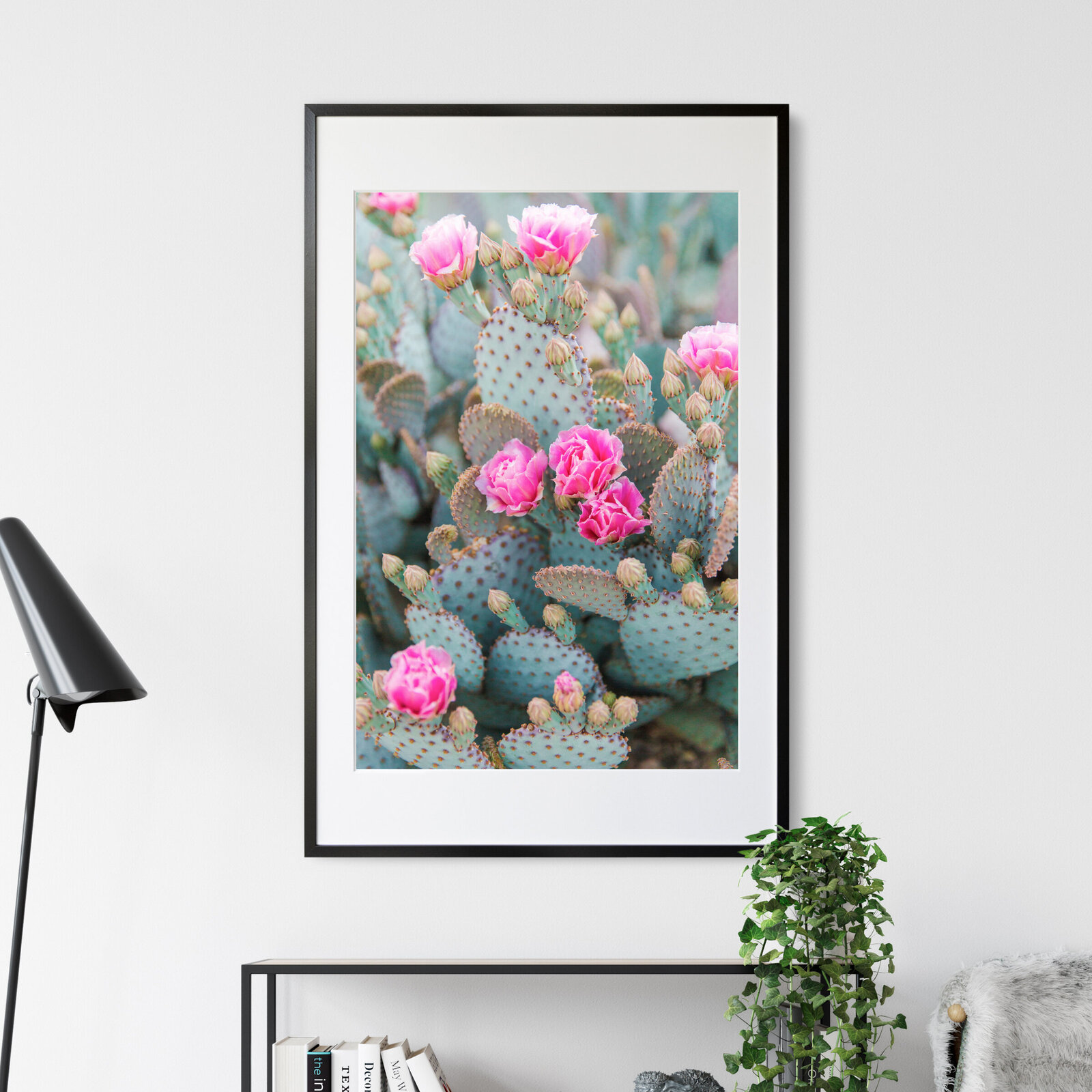 Arizona desert cactus with spring flowers home decor print