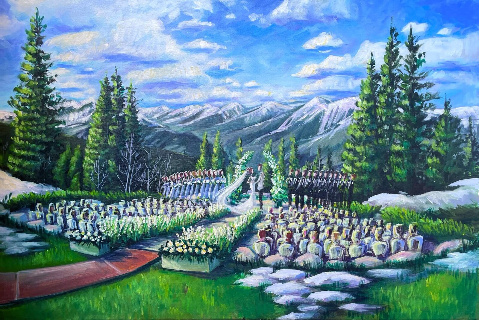 Colorado Live Wedding Painting outdoor ceremony at Aspen Mountain Little Nell - Bonnie Walker Events - Hunton
