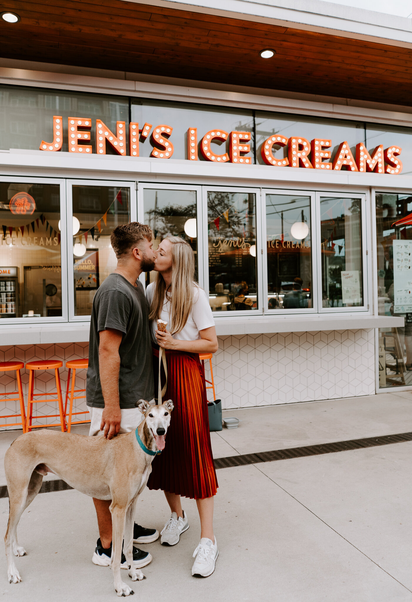 ice cream engagement photos in uptown charlotte