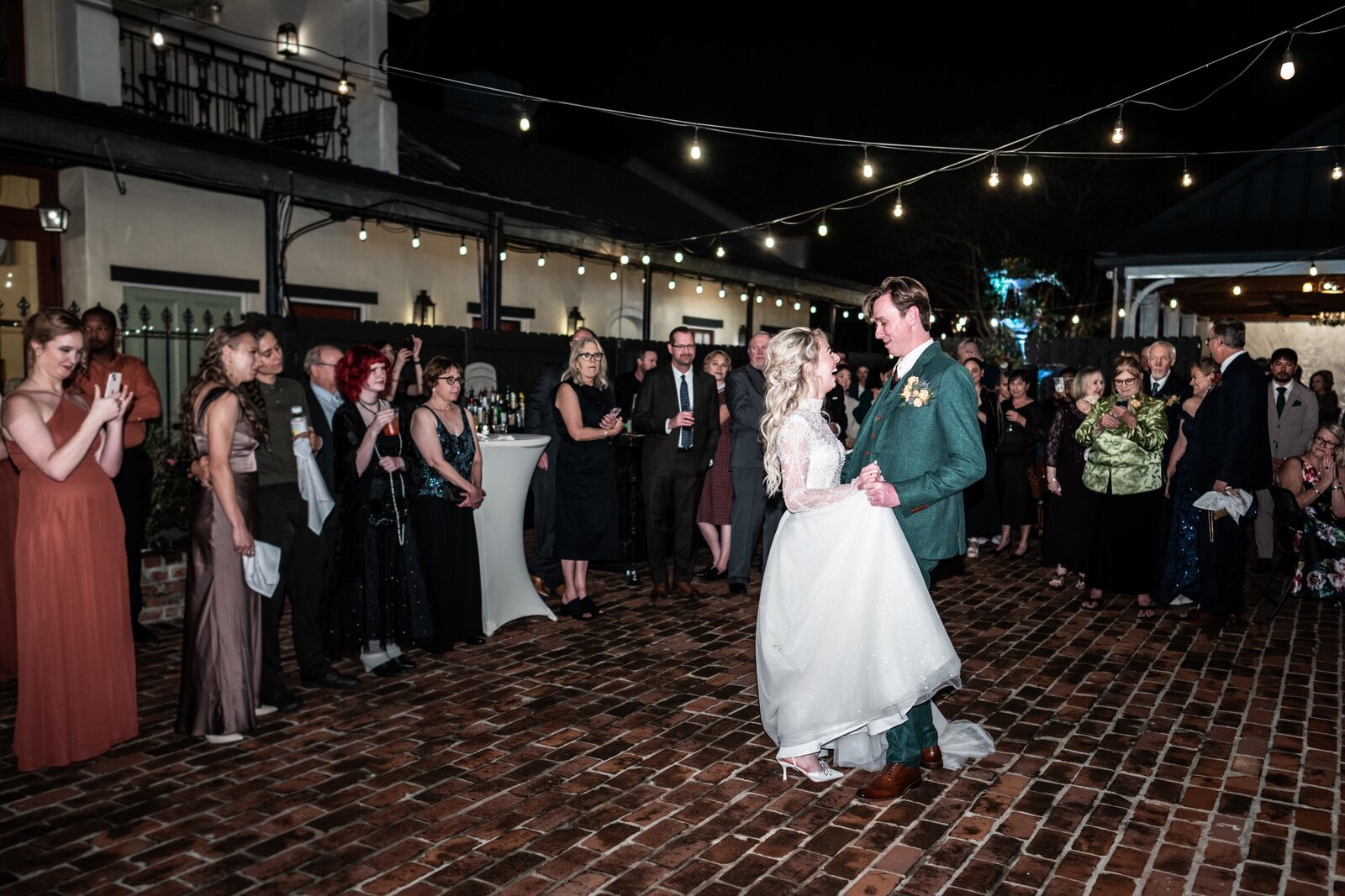 Bride and groom dance at Maison de Tours wedding reception