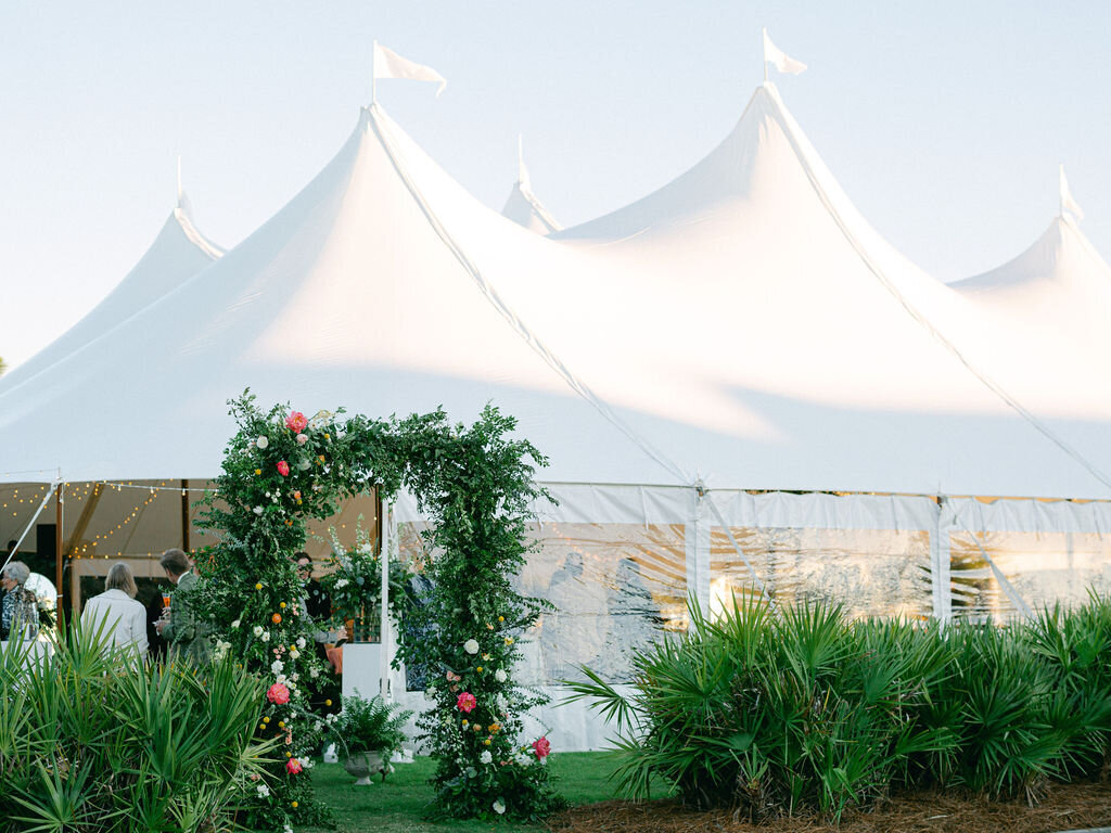 tented wedding reception on the lawn at Gulf Green at Alys Beach
