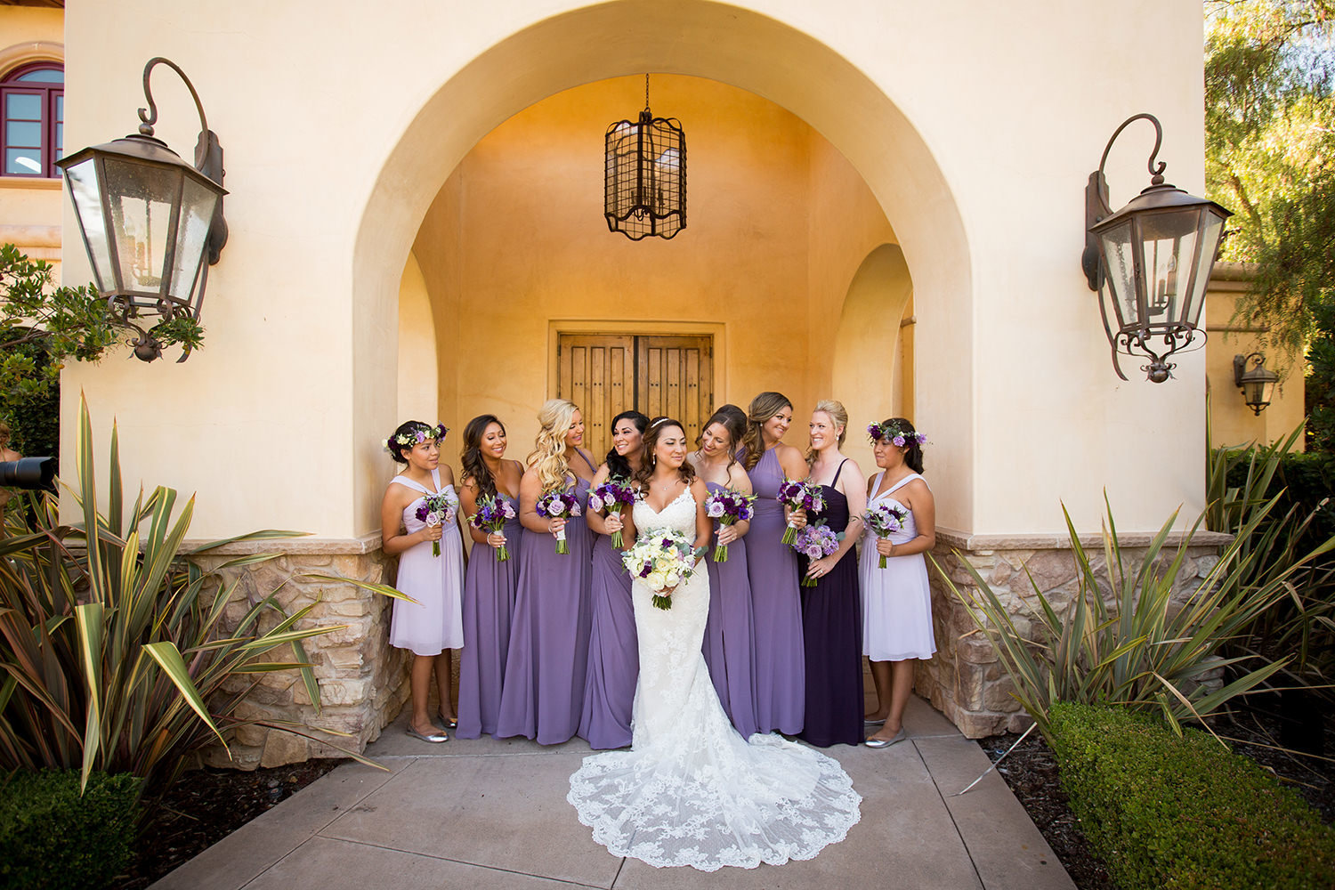 lilac and pink dresses at getting ready house