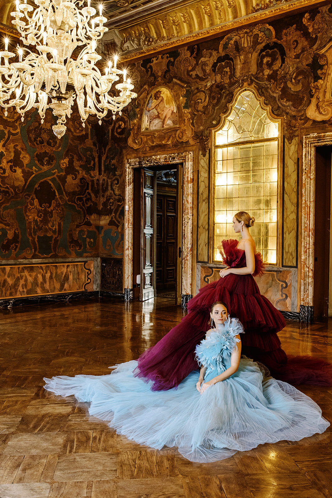 Couture wedding fashion shoot at Villa Erba on Lake Como in Italy photographed by Lake Como wedding photographer Amy Mulder Photography