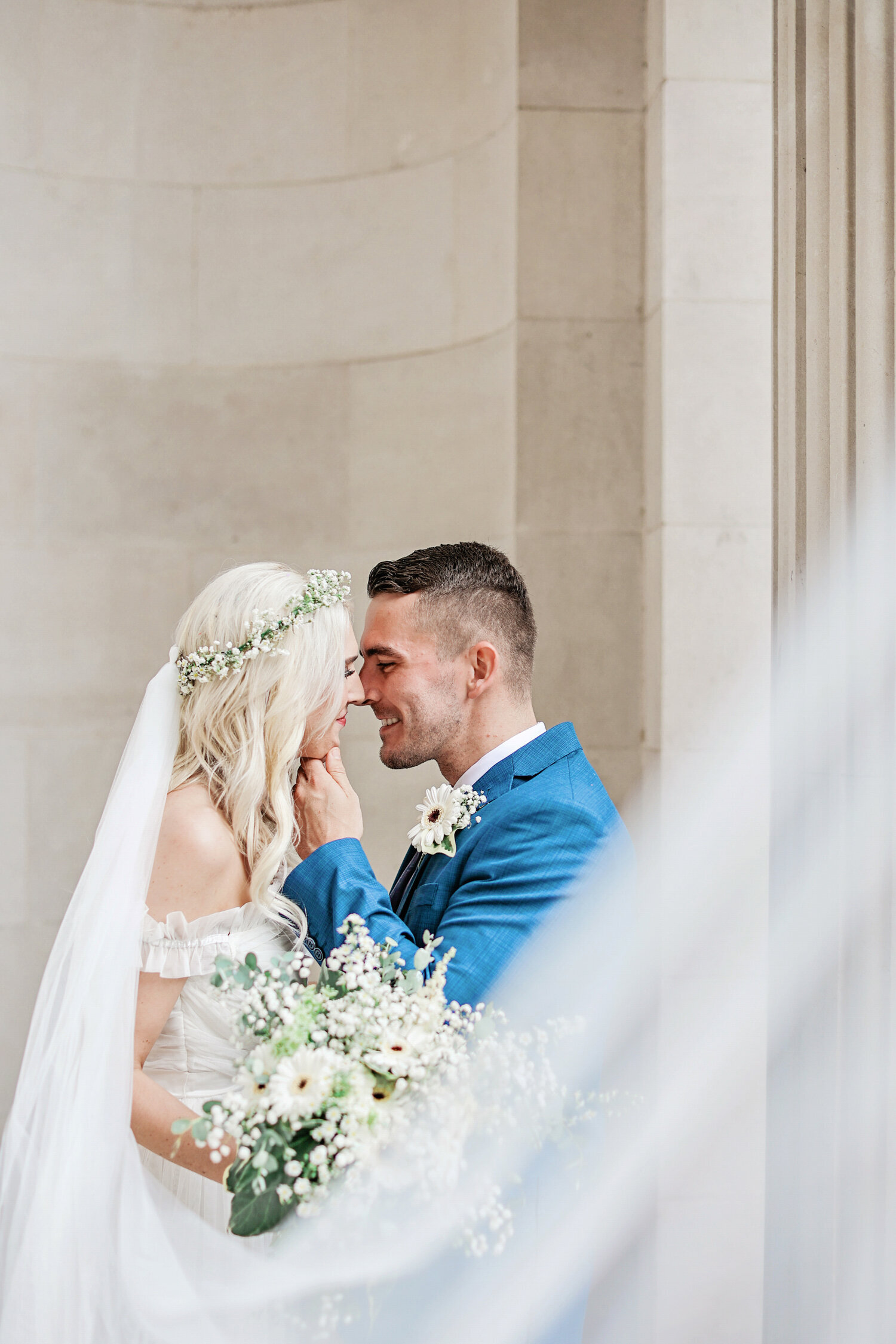 Marylebone-Town-Hall-wedding-couple-with-veil