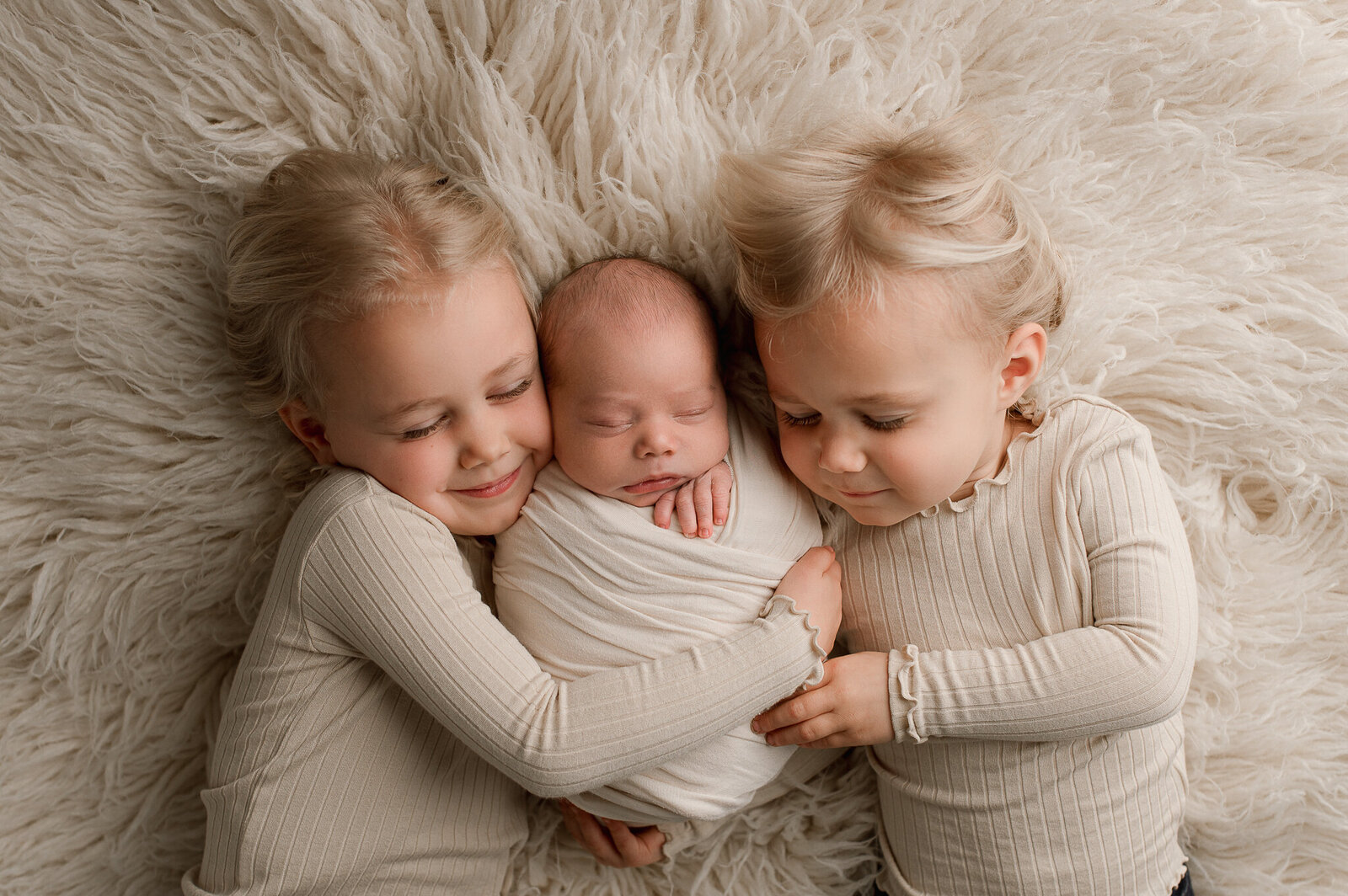 Newborn session with siblings in Swanton Ohio studio