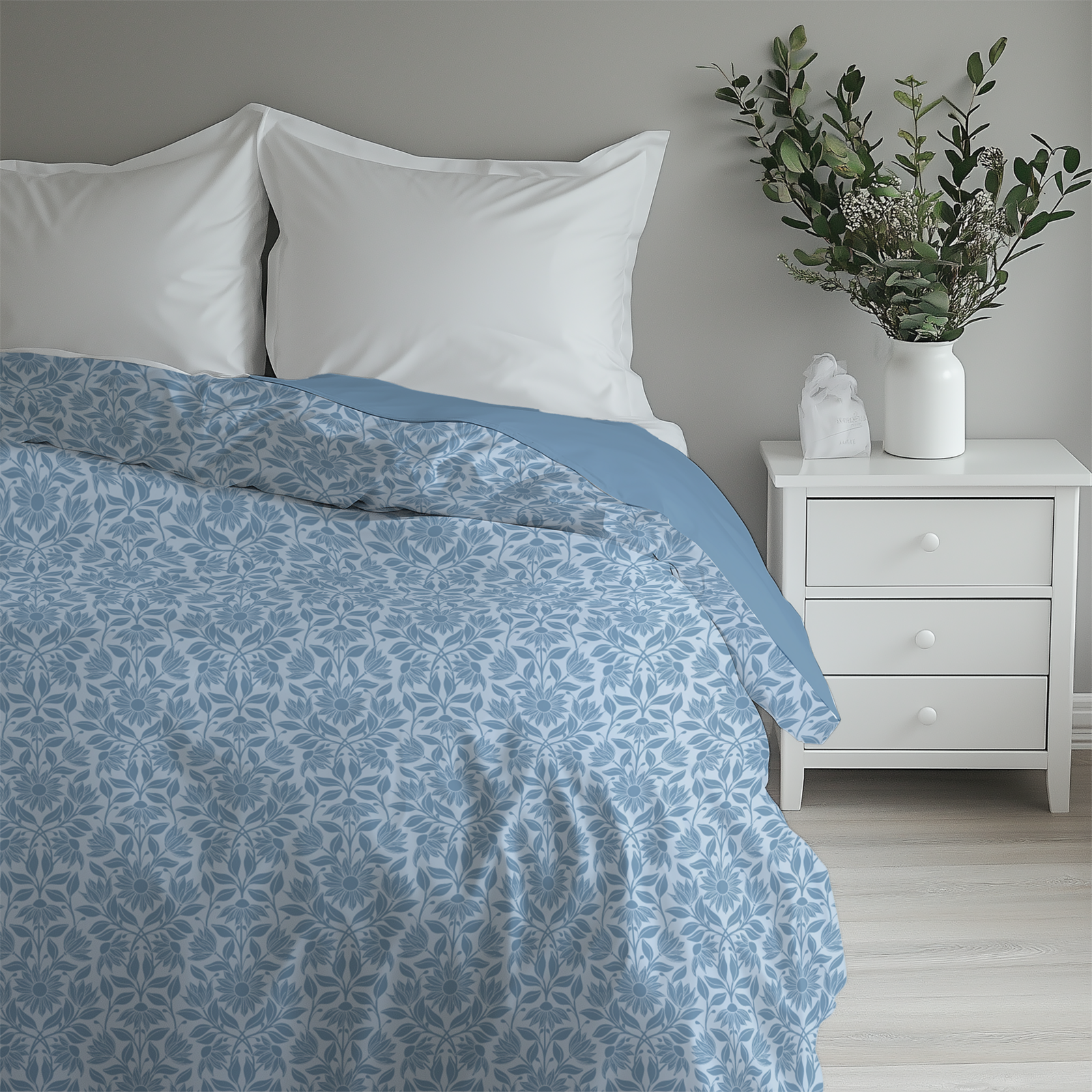 Harmony Bed Linen Tulips Arts and Crafts Blue Bedspread Quilt Cover Bedding