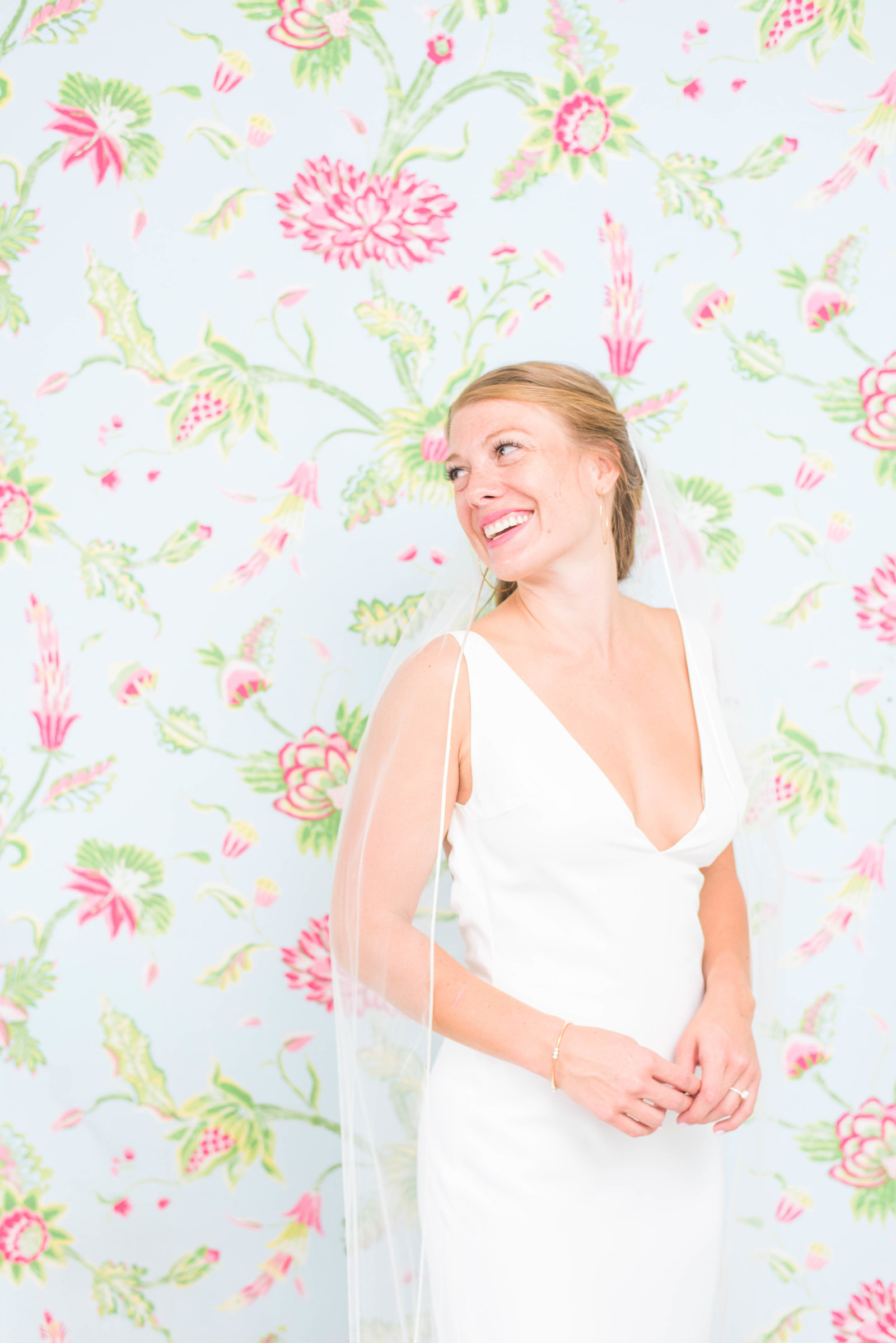 Bride smiles on a wedding day at Philadelphia Cricket Club in Philadelphia, PA