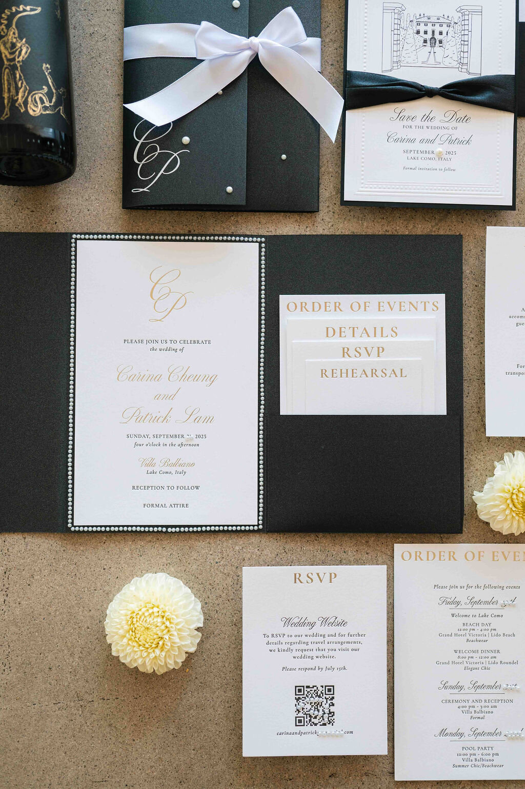 phoenix_wedding_invitation_pearls_timeless_classic_gold_foil
