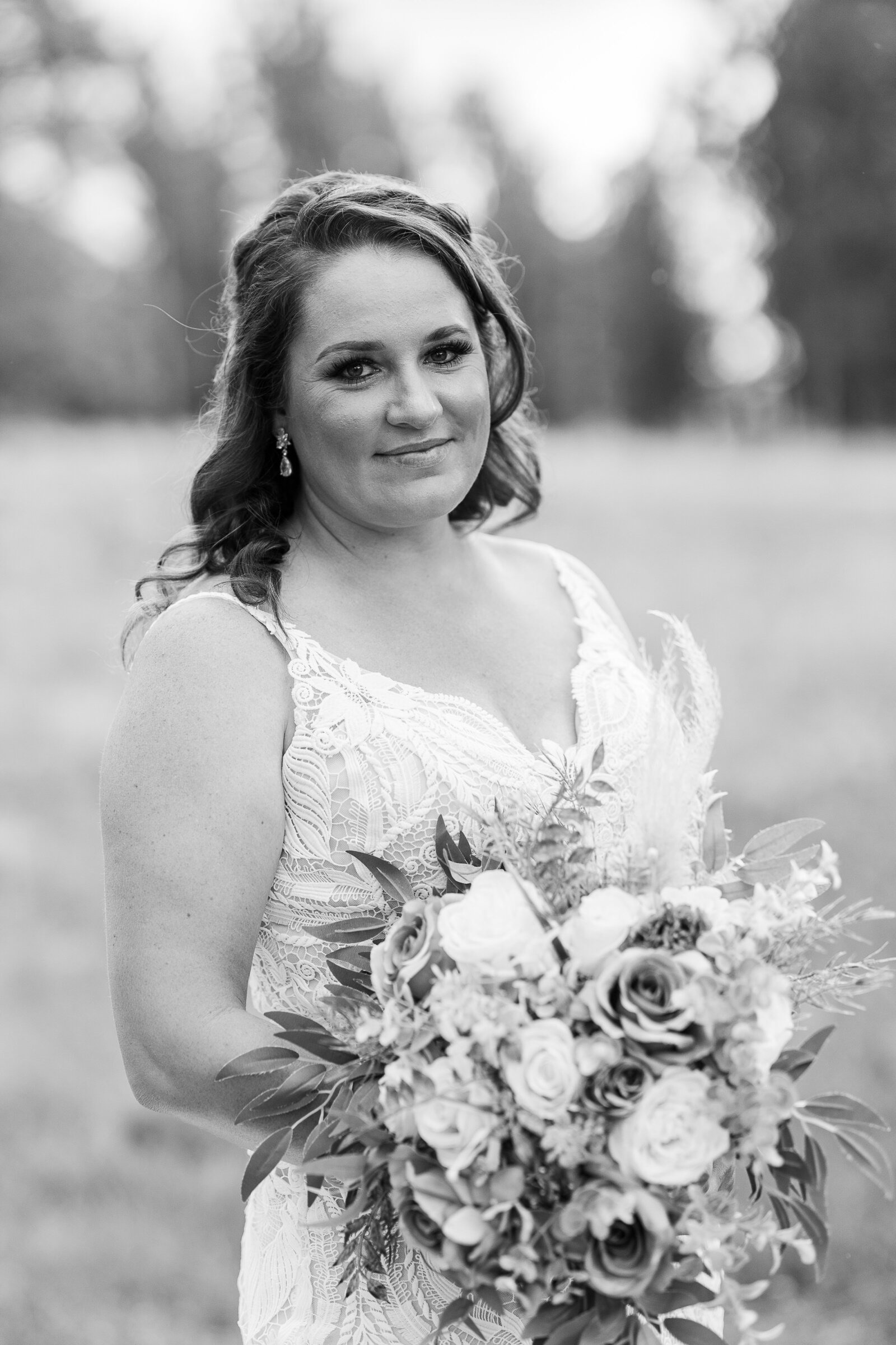 Bride with half up curls