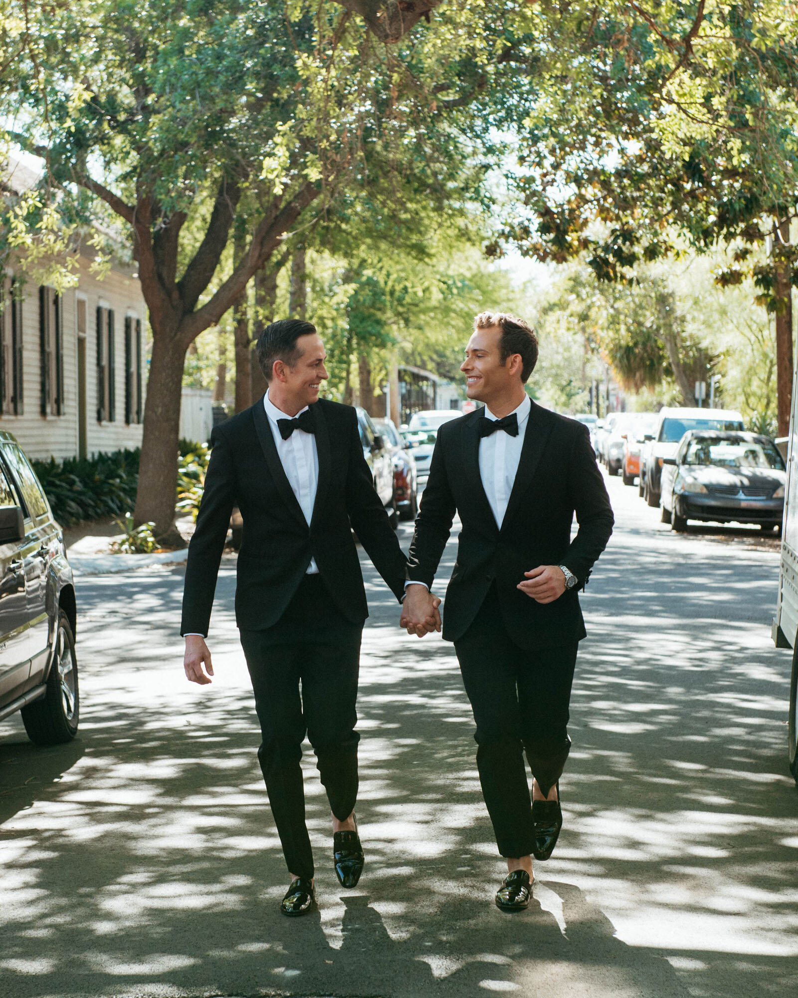 Will and Paul walking down street in New Orleans
