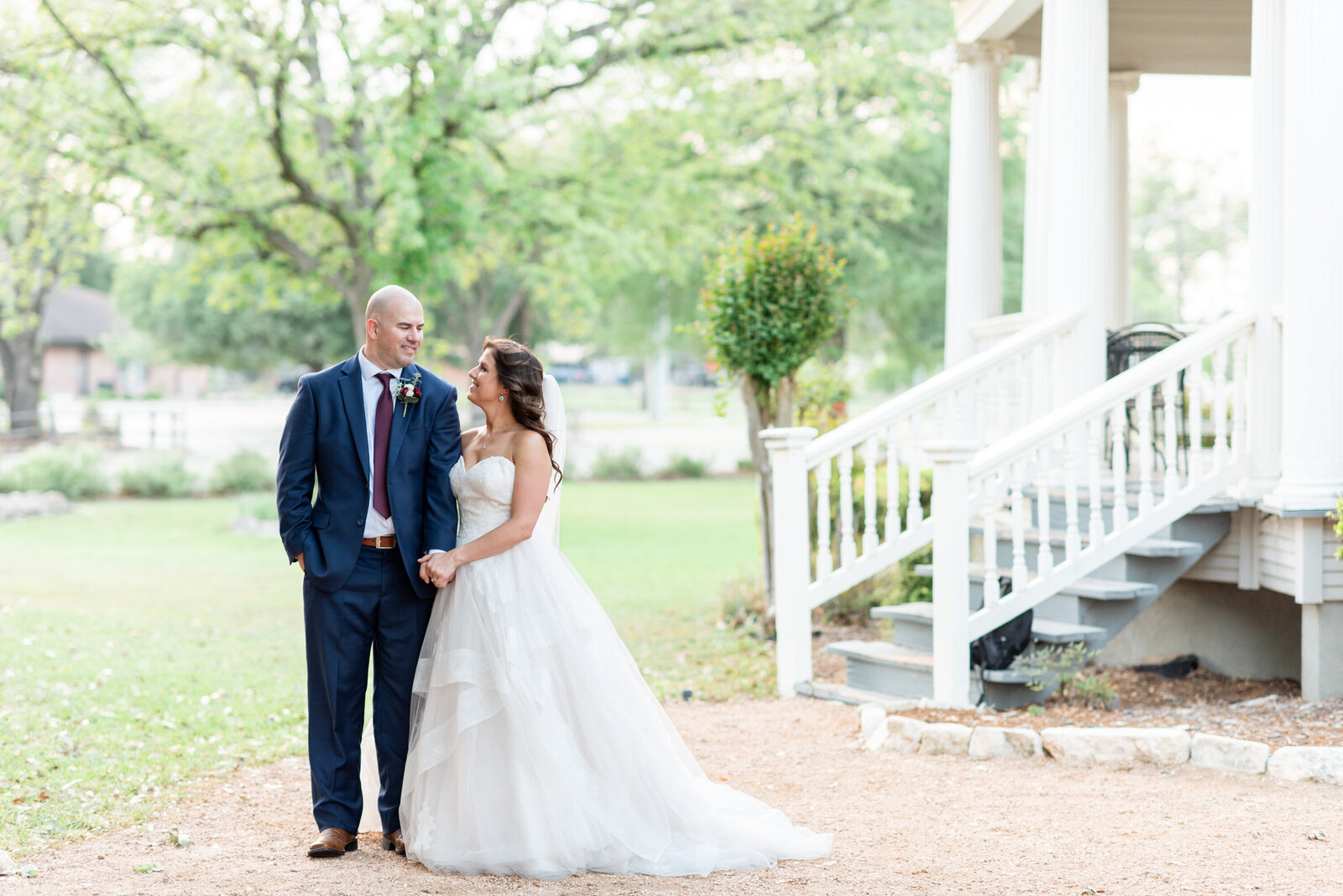 bride and groom outdoors