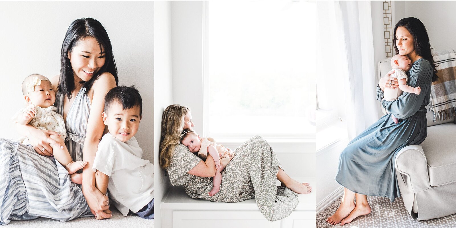 light and airy in-home photography motherhood young family with young children