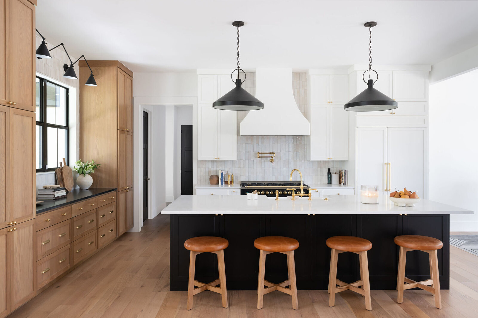 NuelaDesign_White Oak and White and black island Kitchen Design_