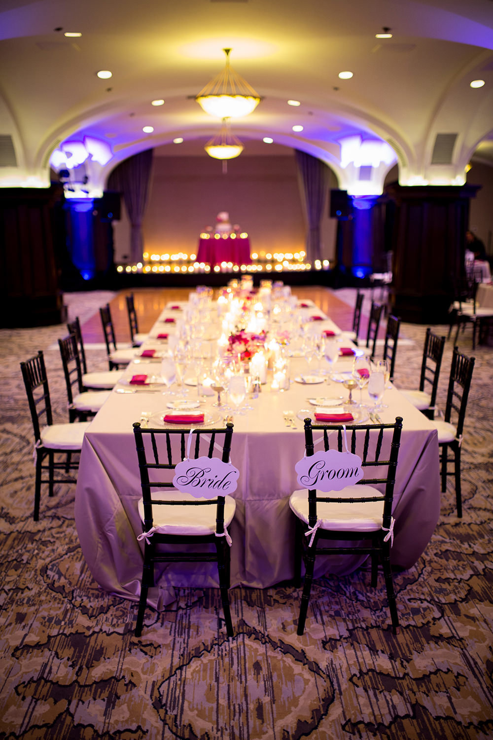 reception table with candles at us grant hotel