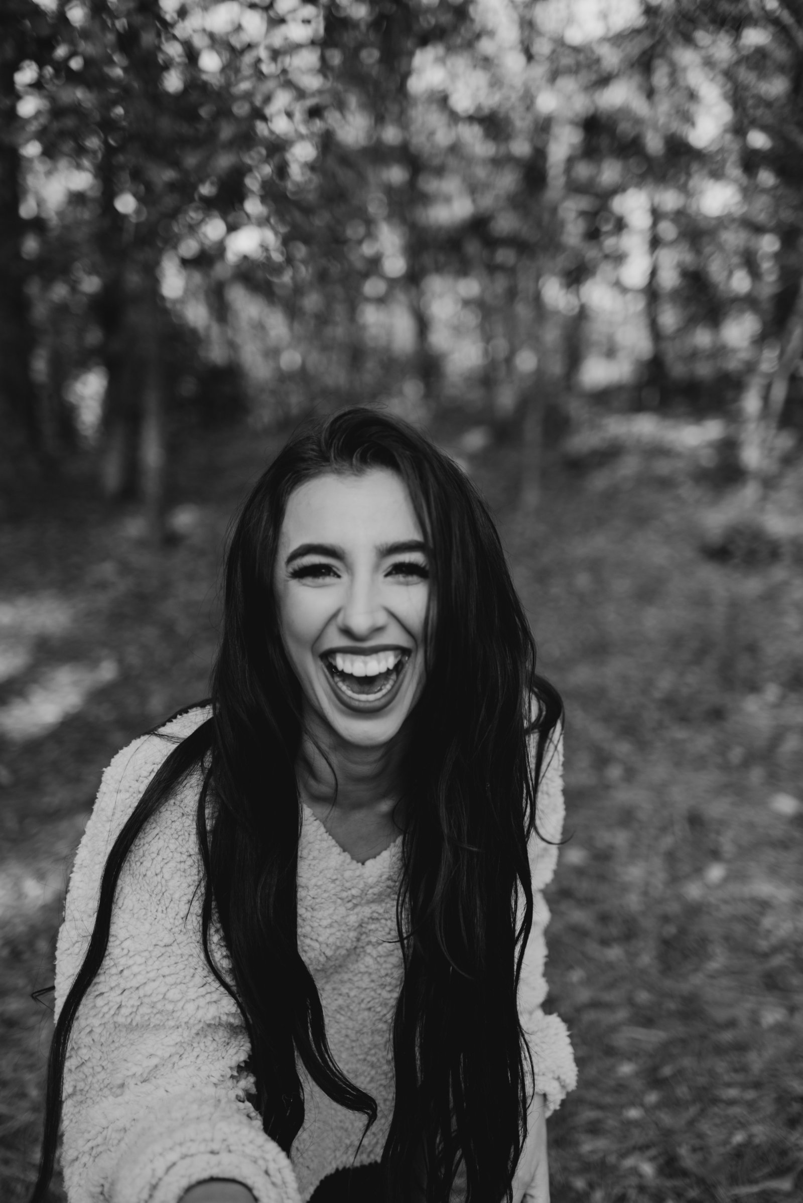 laughing b&w