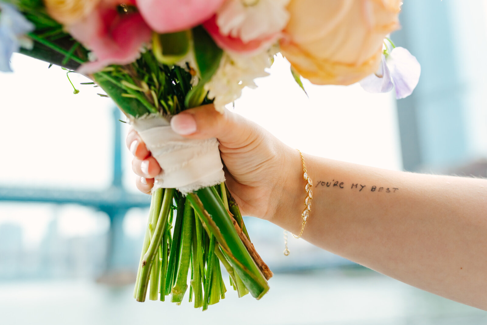 bouquet and tattoo
