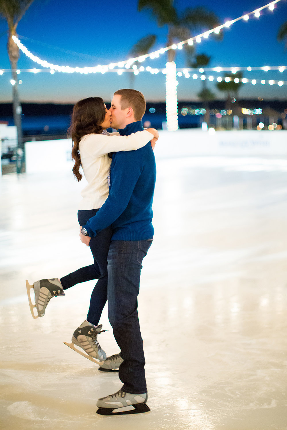 Hotel Del Coronado engagement photos ice skating rink
