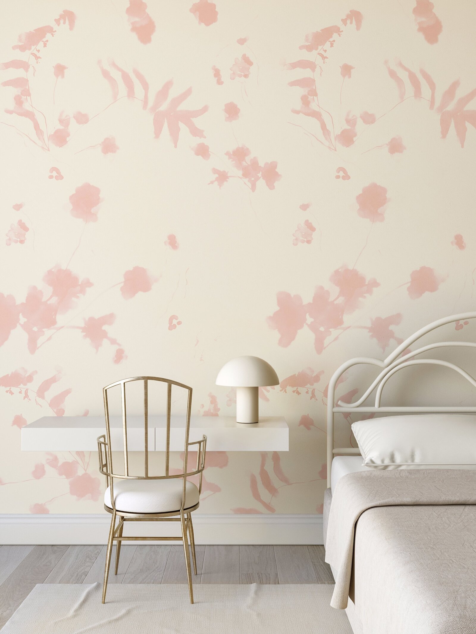 Surface Pattern Design and Art Licensing by Lucia Pador - Greenhouse for drop it Modern - GREENHOUSE© MURAL _ PASTEL PINK