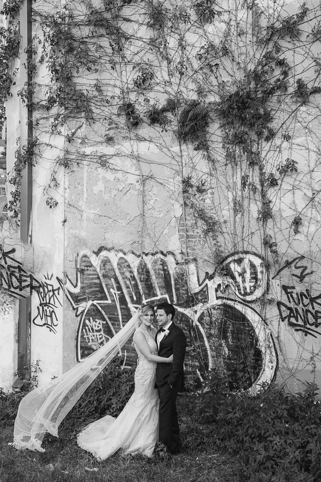 bridal portrait alternative rock and roll bride graffiti portrait
